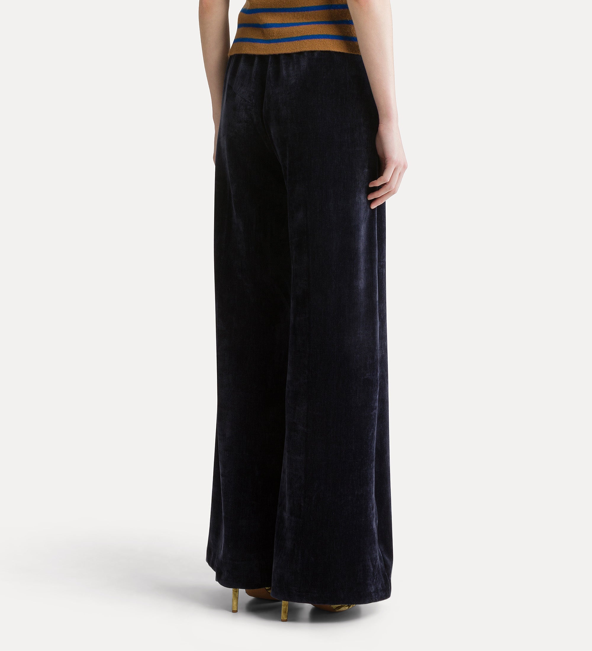 pantalone vita alta velluto twill doppio notte