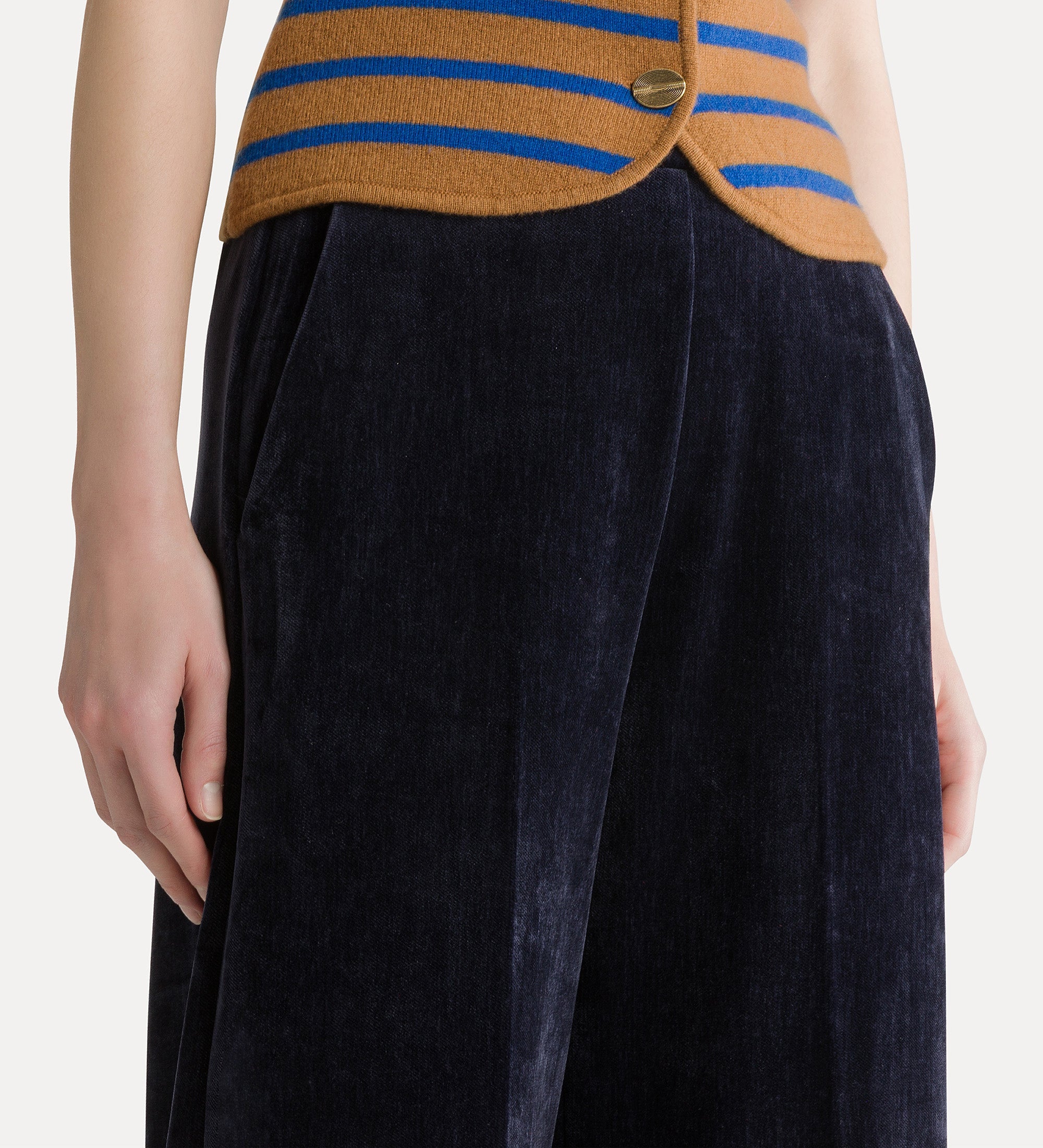 pantalone vita alta velluto twill doppio notte