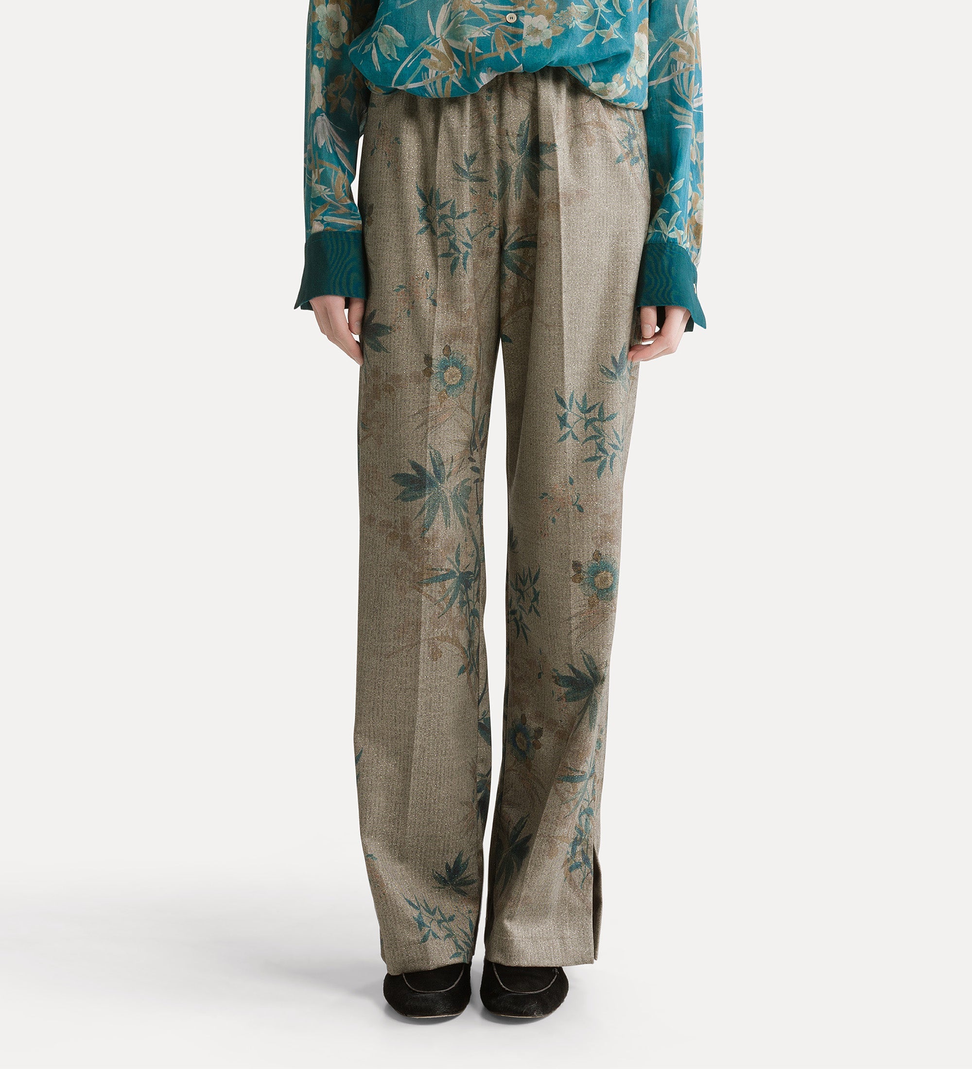 “le bambou secret” trousers with elasticated waistband jade