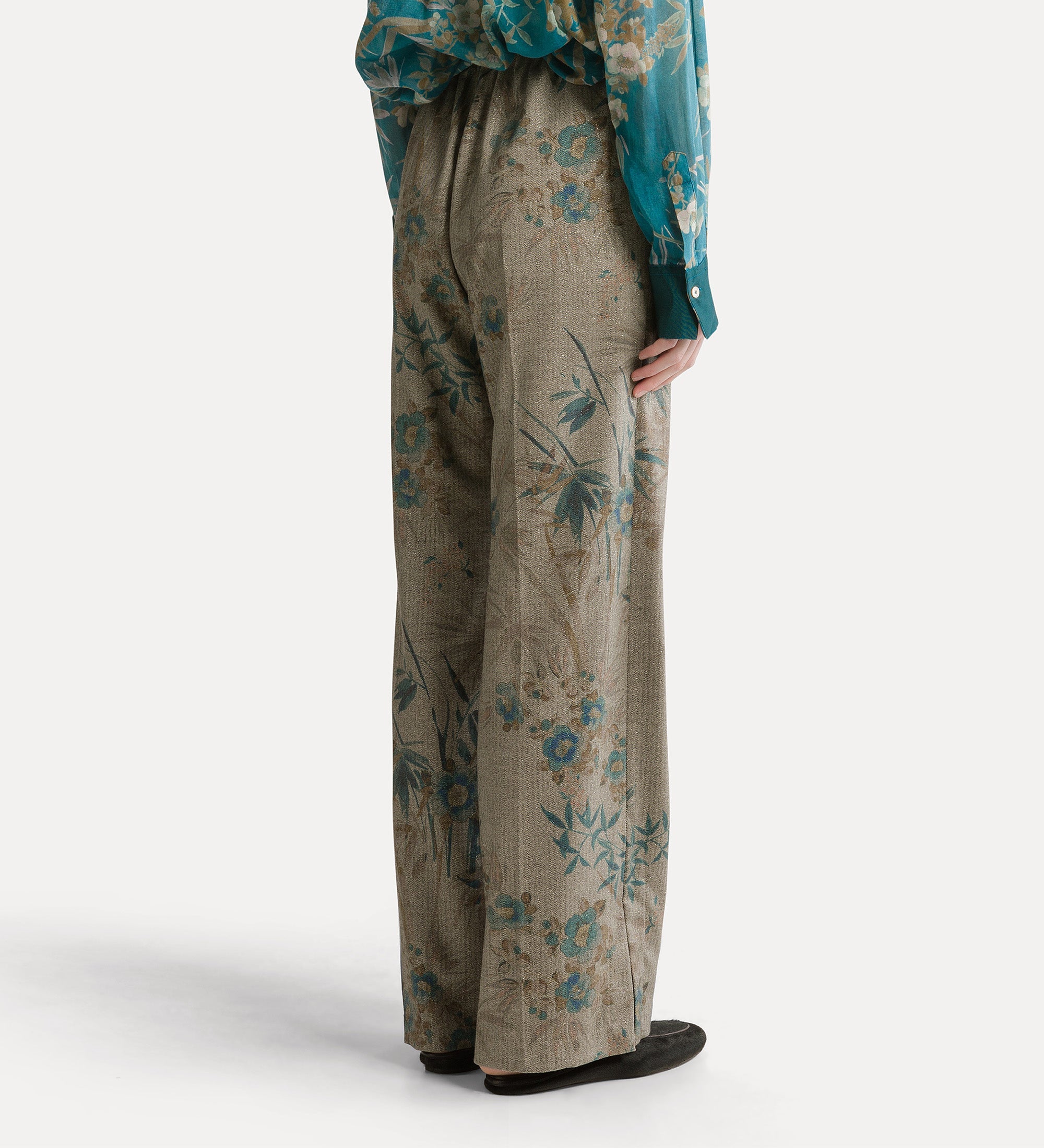 “le bambou secret” trousers with elasticated waistband jade