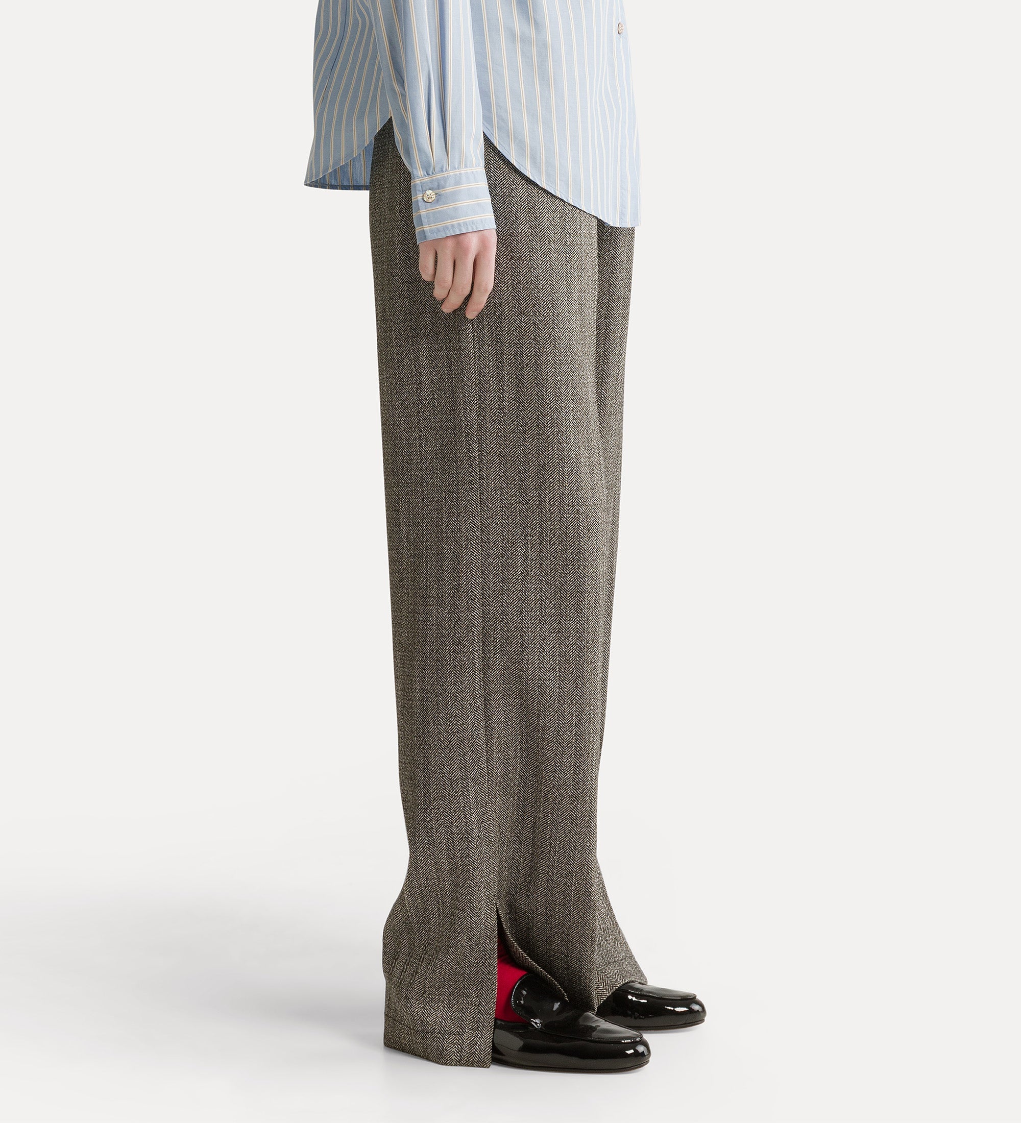 chevron jaspé trousers nero