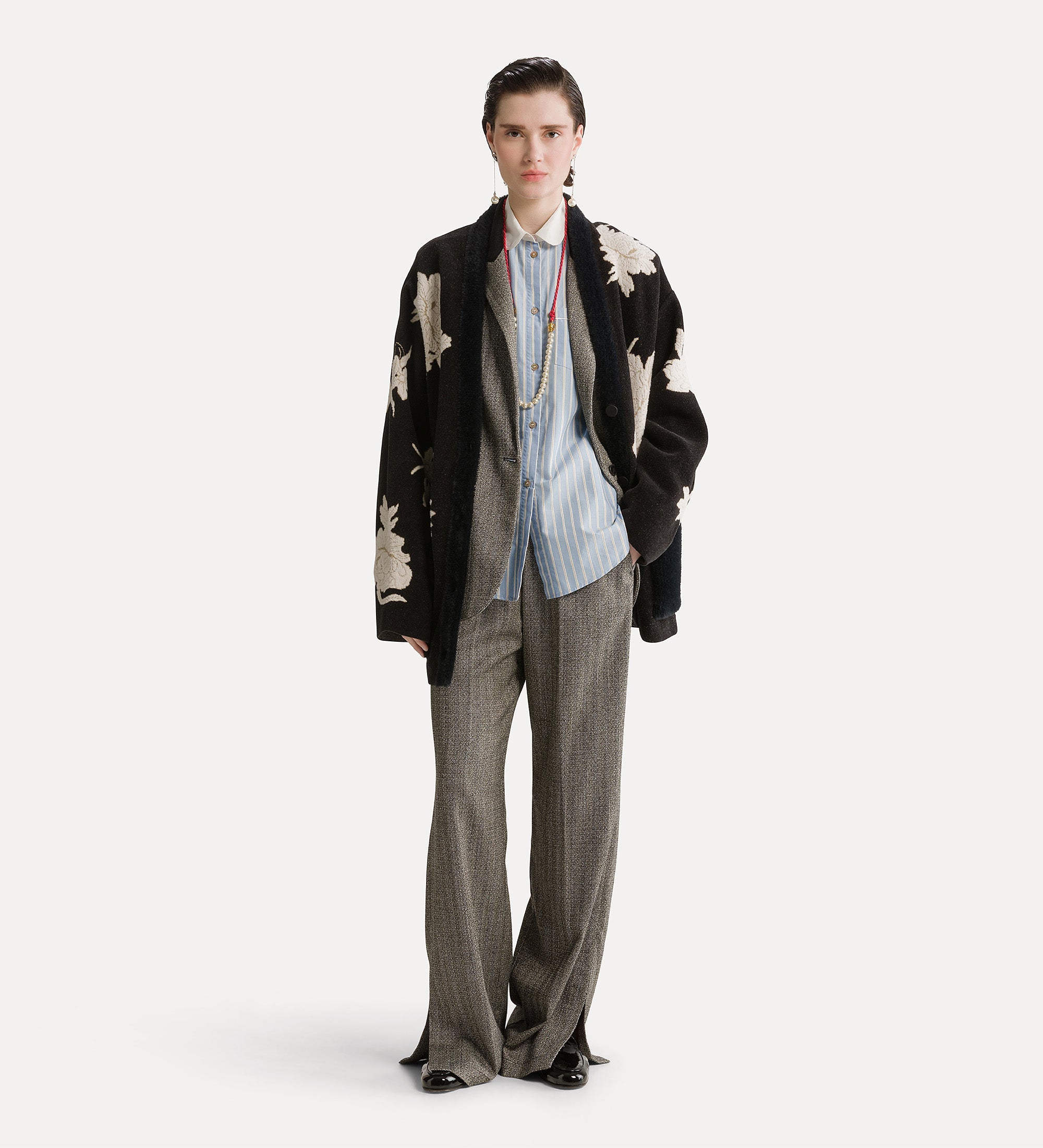 chevron jaspé trousers nero
