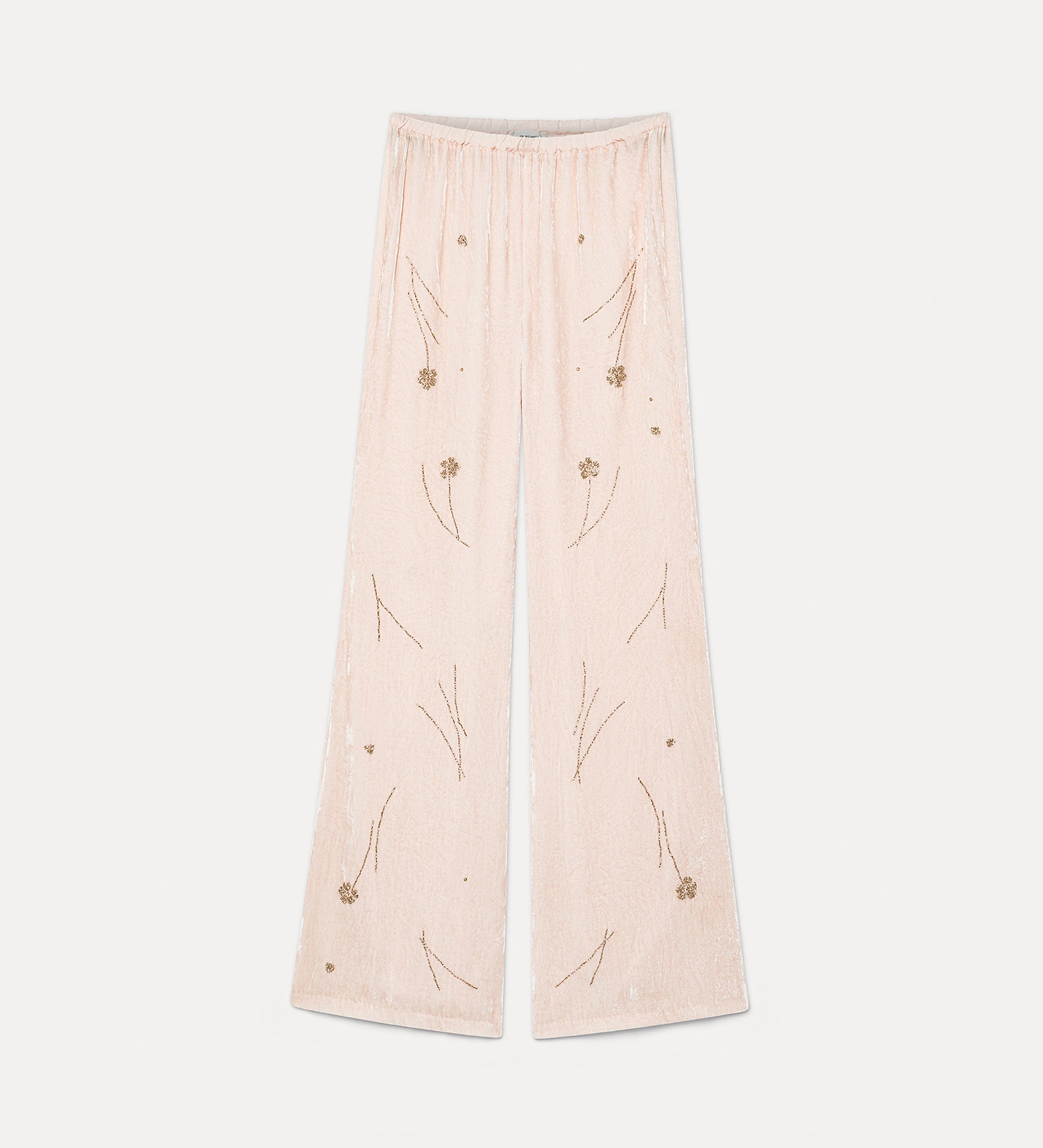 pantalone velluto crash ricamo "fleurs d'orient" loto
