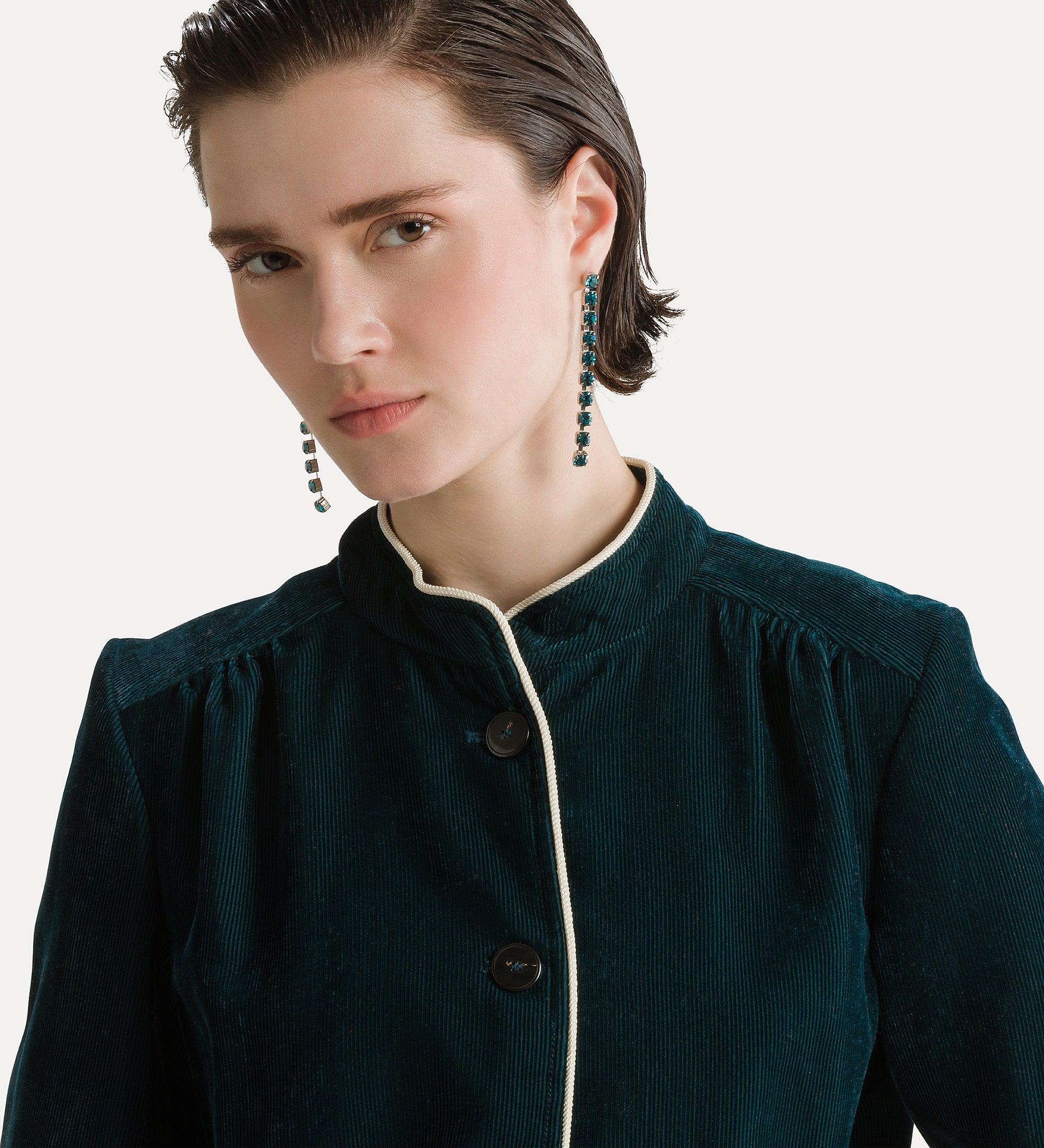 dangling earrings with crystal detailing jade