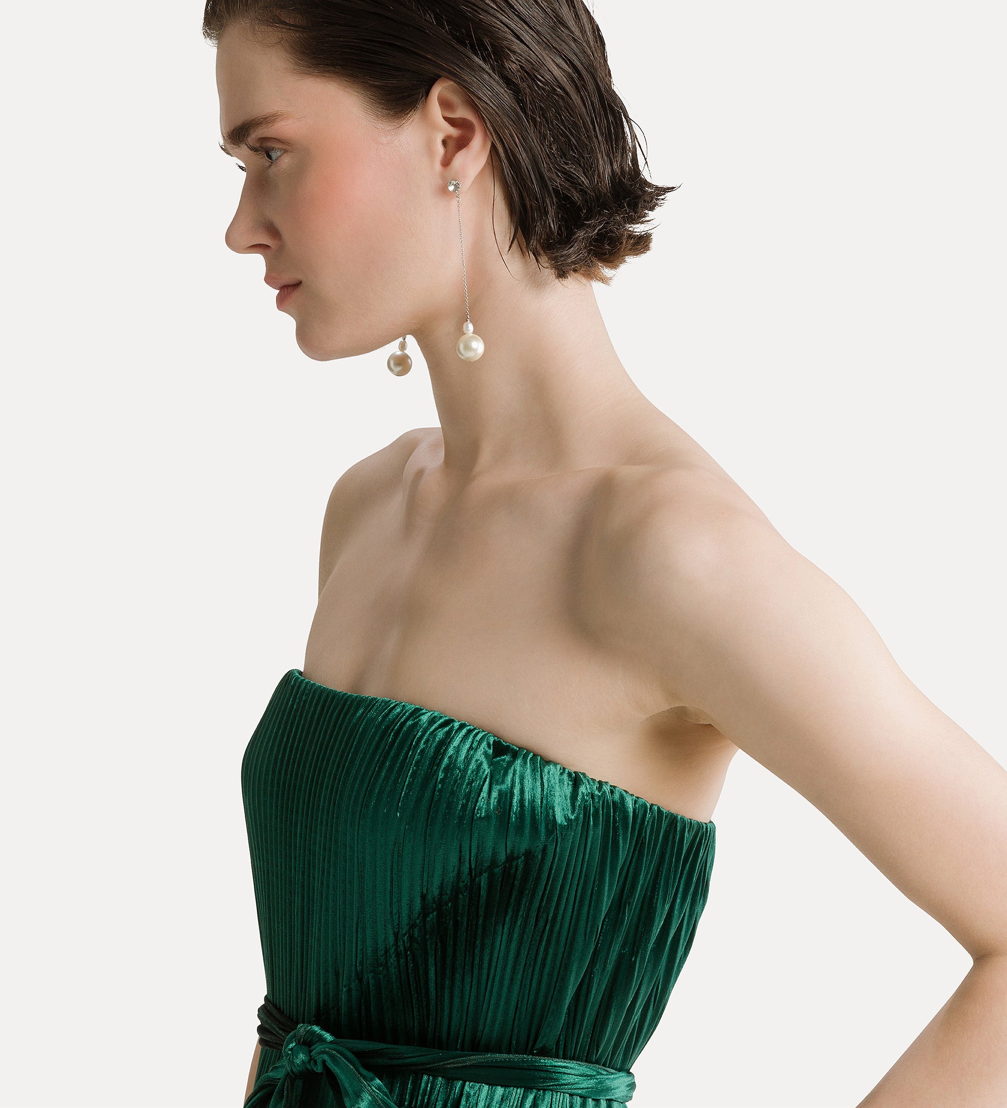 abito colonna midi plisss jersey silky velvet jade
