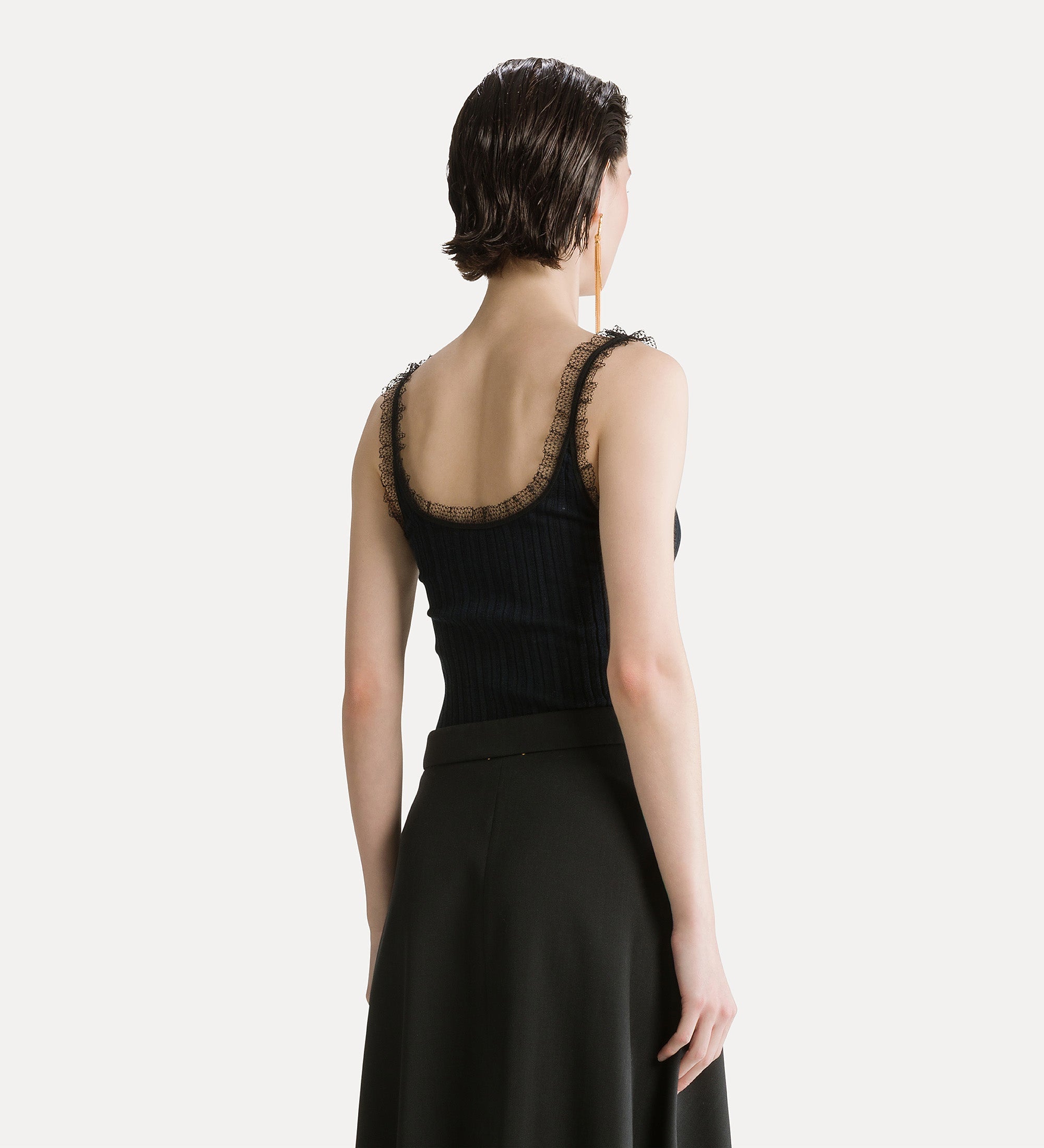 chic viscose and wool vest top notte