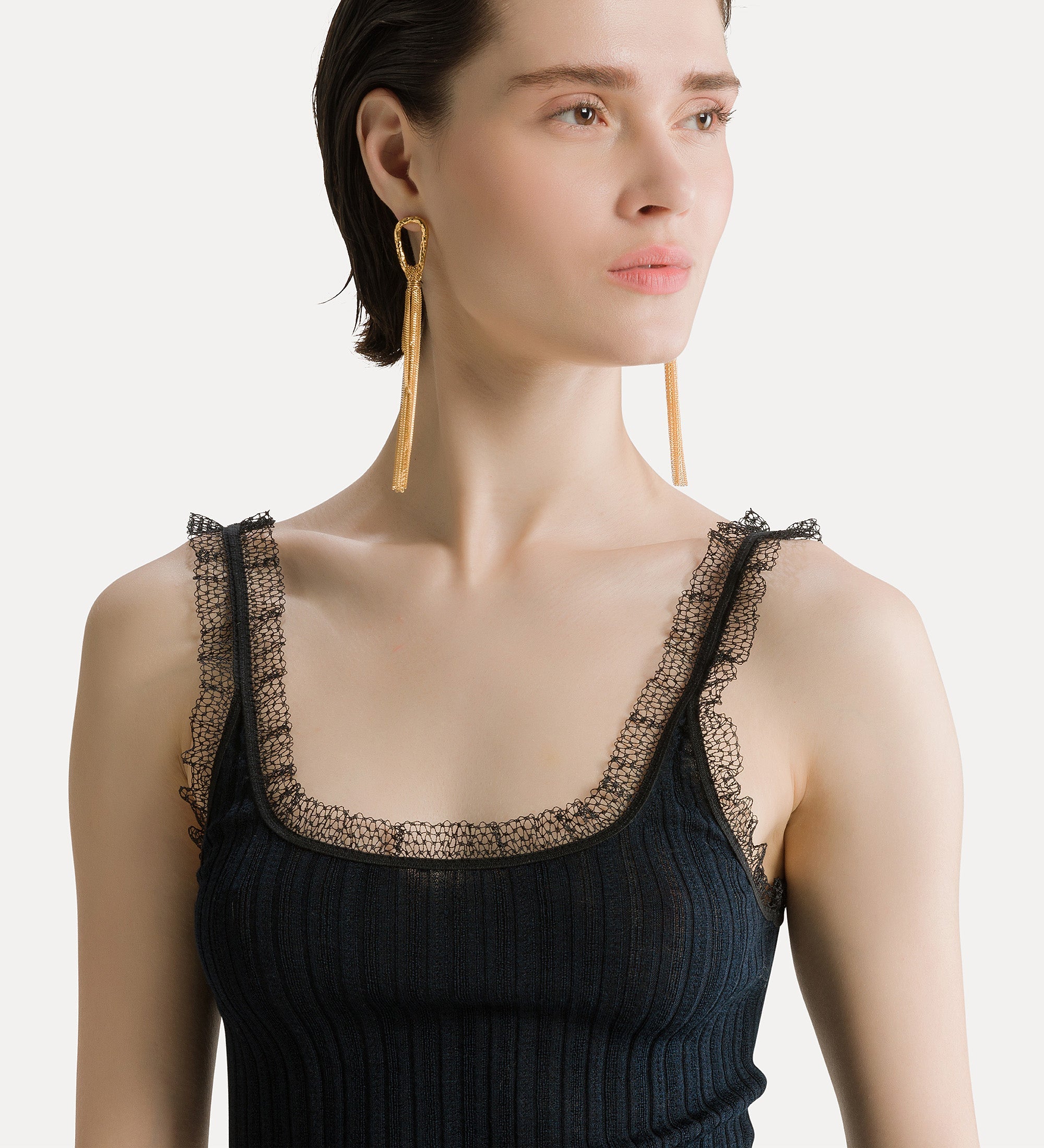 chic viscose and wool vest top notte