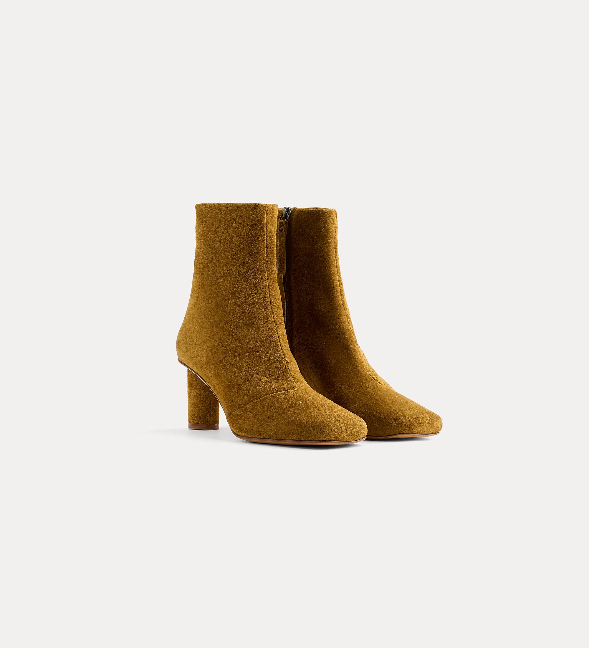 suede ankle boots with square toes and round heels vintage
