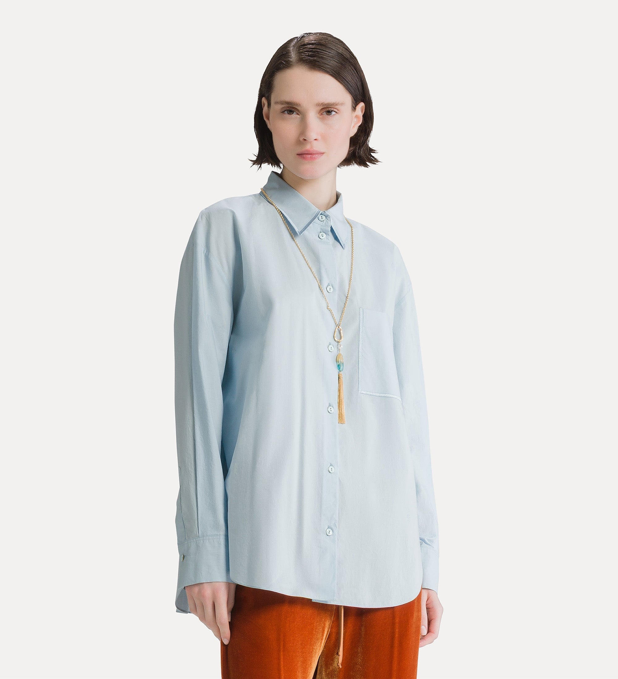 cotton shirt with breast pocket celestial