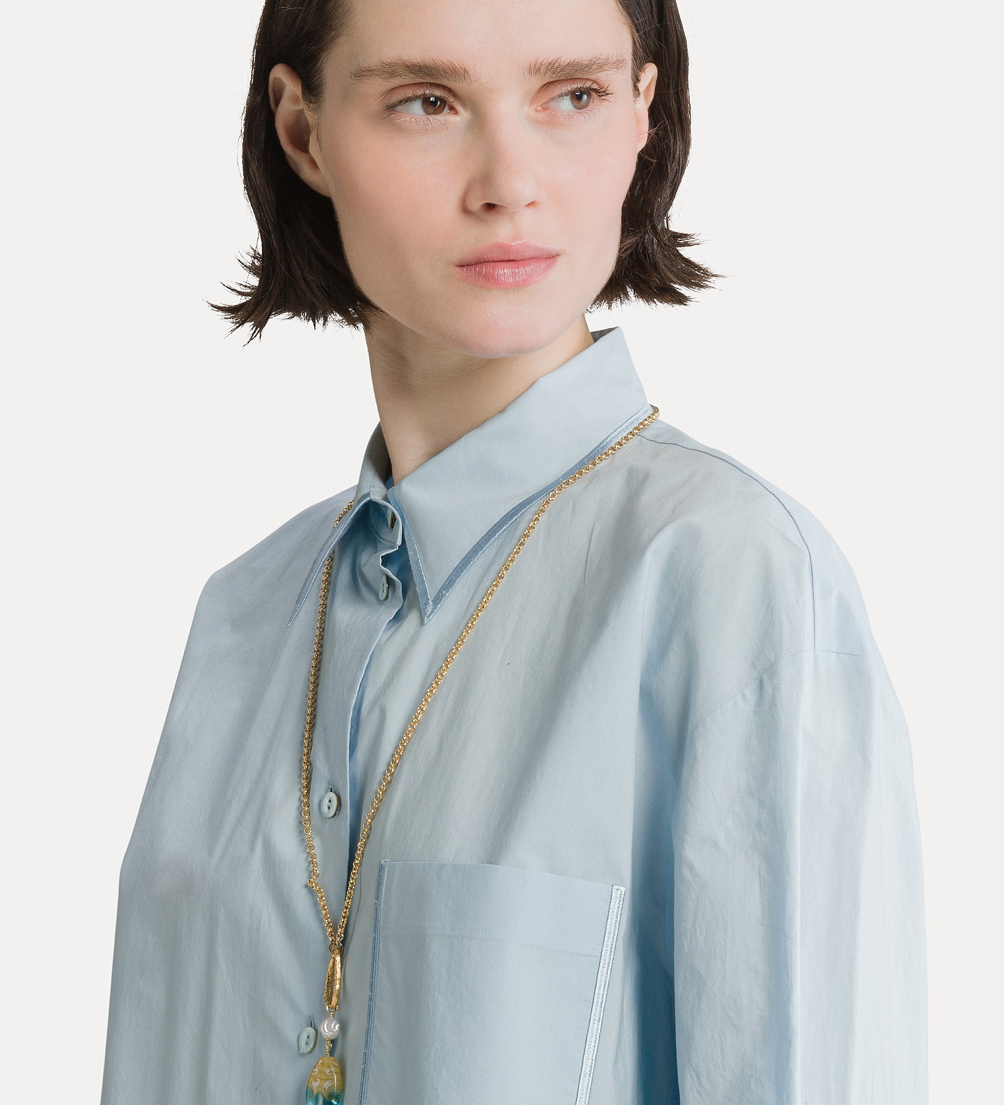 cotton shirt with breast pocket celestial