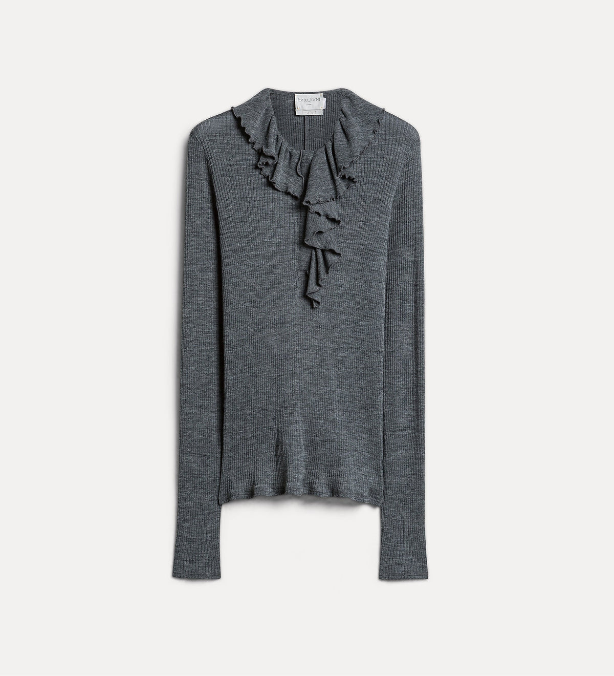 maglia serafino a costine con volant grey