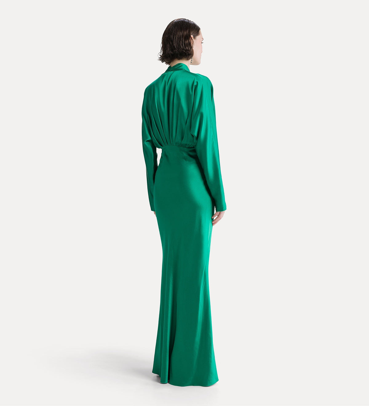 heavy silk satin v-neck dress royal