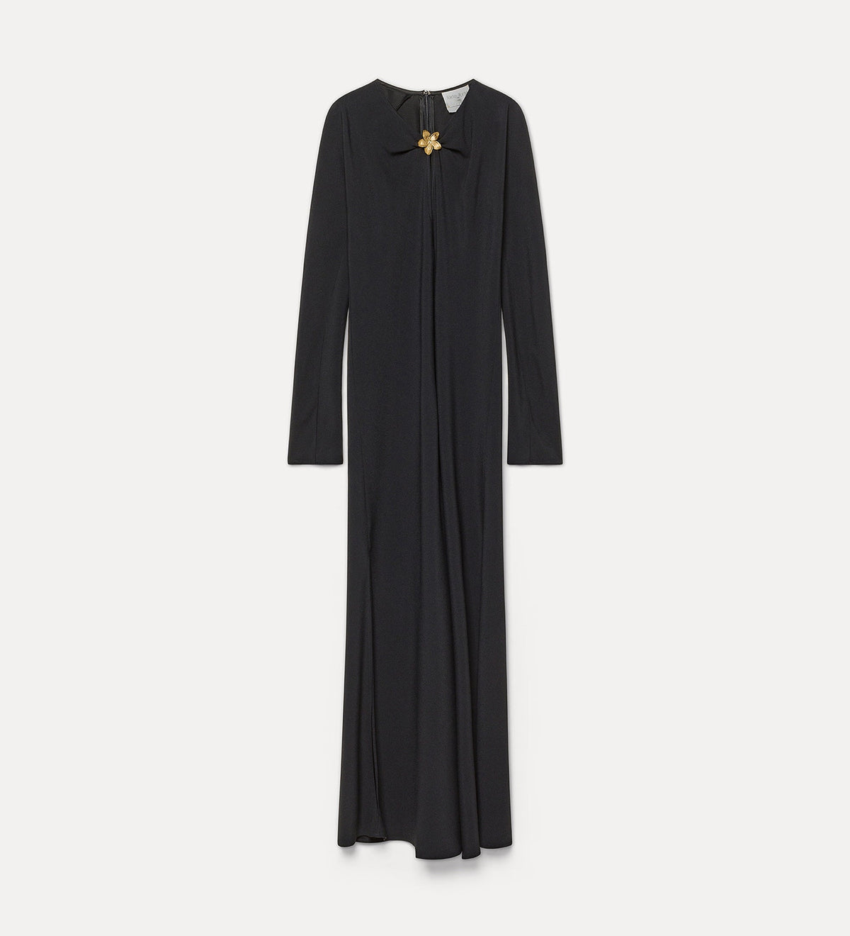 envers satin dress with jewel flower black