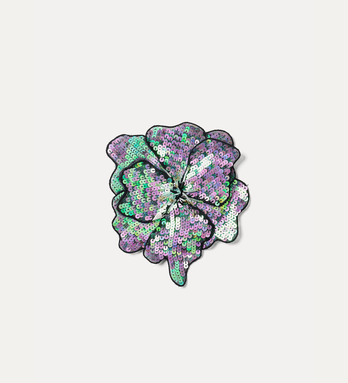sequinned flower brooch nero