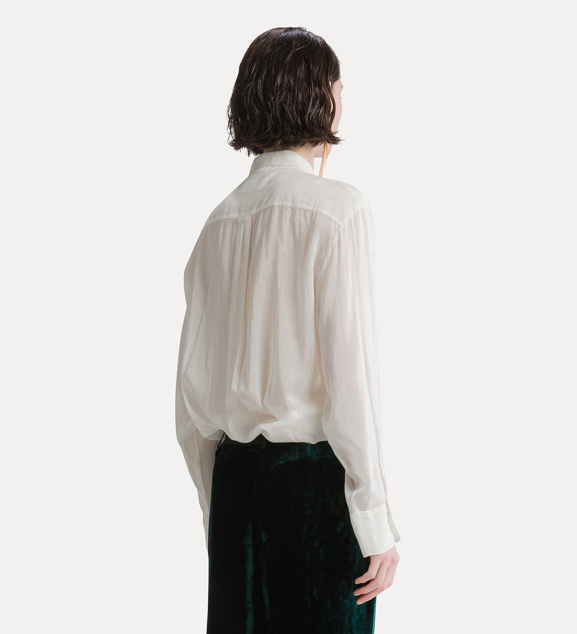 camicia smoking in voile con ruches diamond