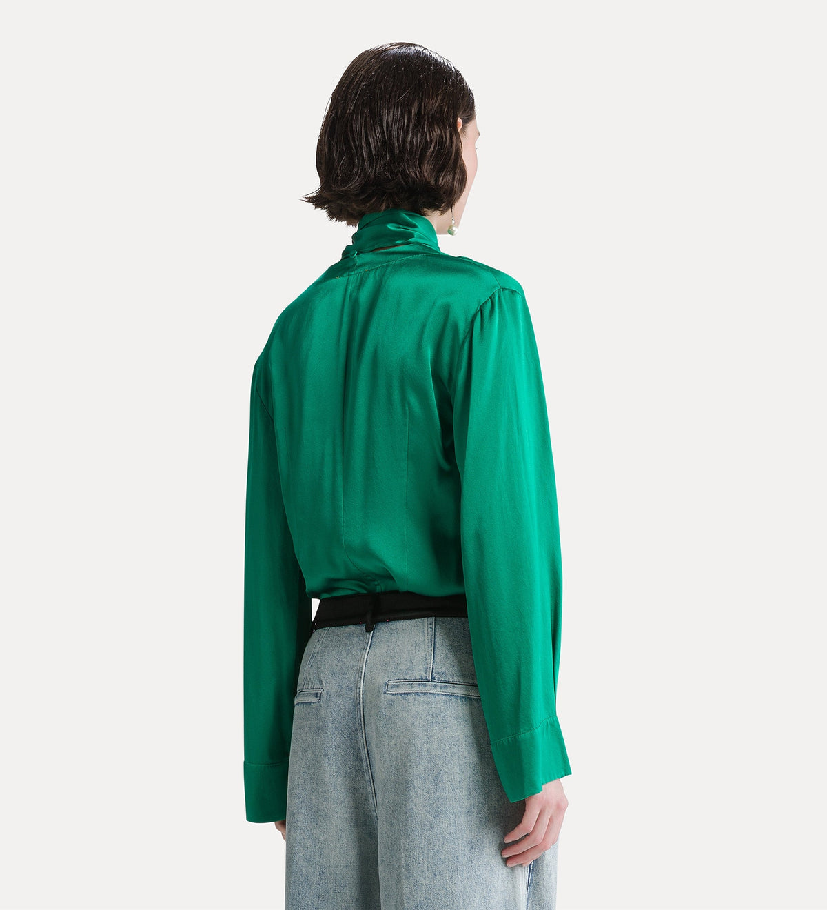 silk satin shirt with neckerchief royal