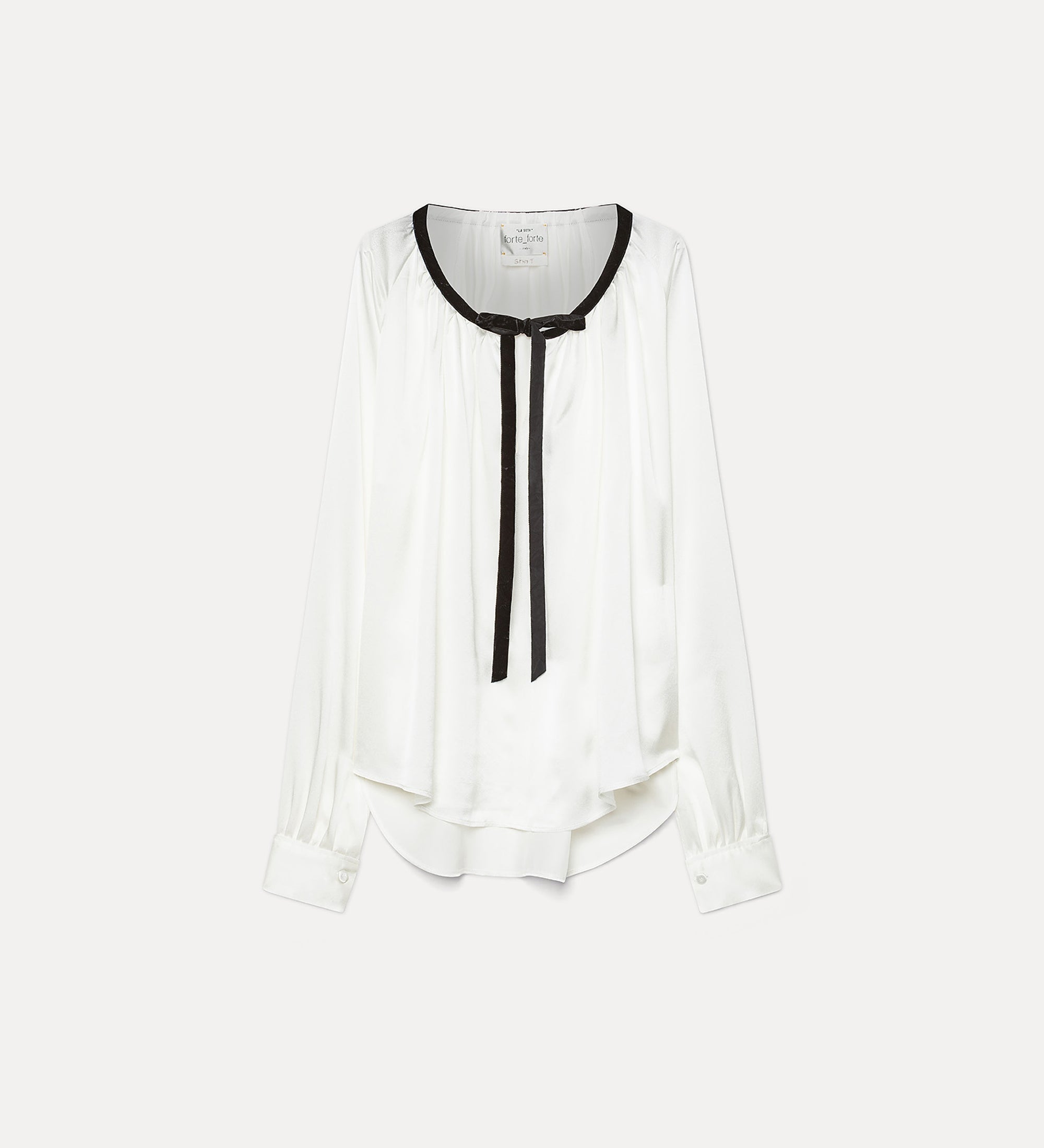heavy silk satin blouse with a velvet bow diamond