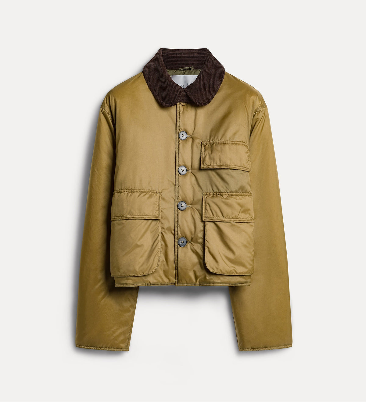 veste british courte en nylon avec détails en velours côtelé gold