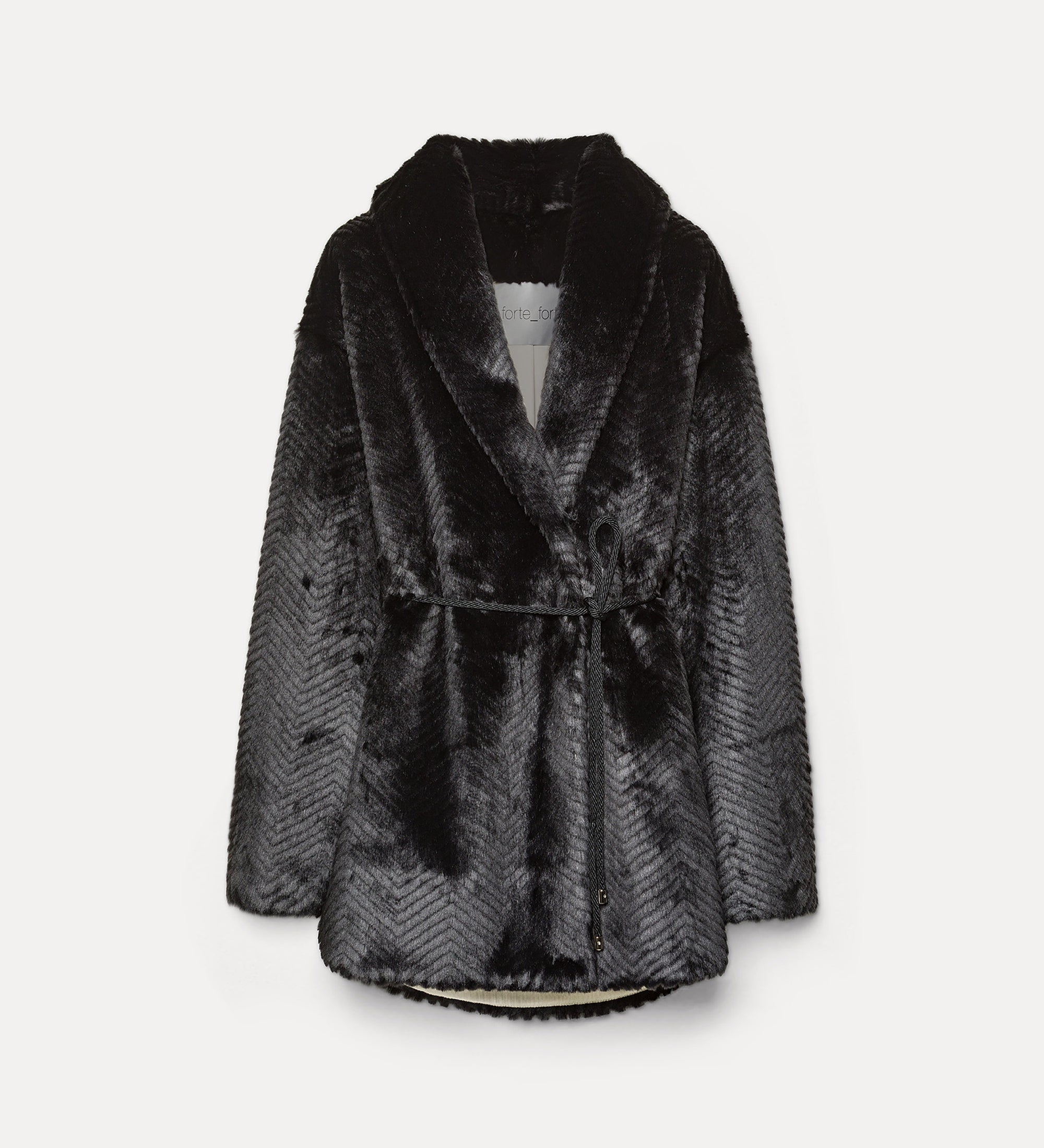 cappotto medio in faux fur con motivo chevron black