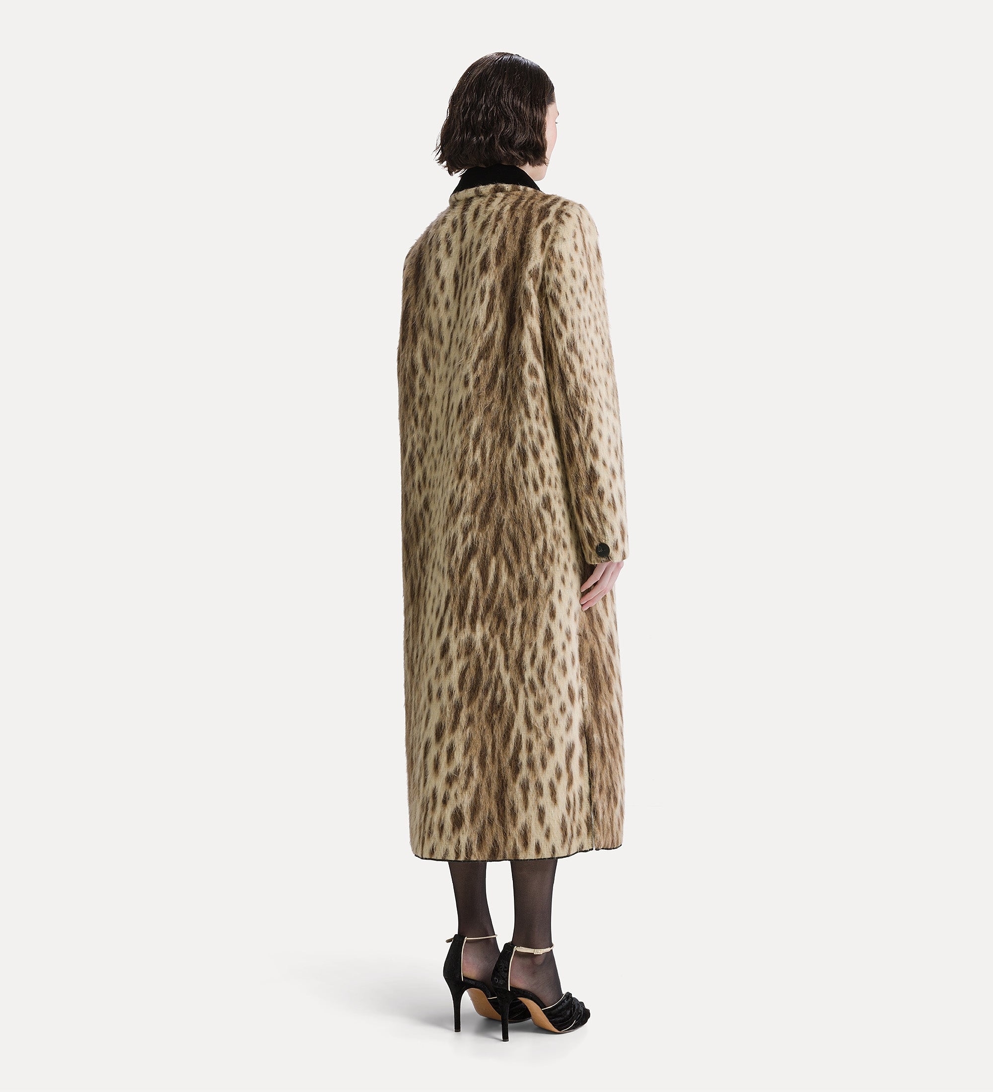 cappotto in misto lana vergine e alpaca “royal leopard” gold