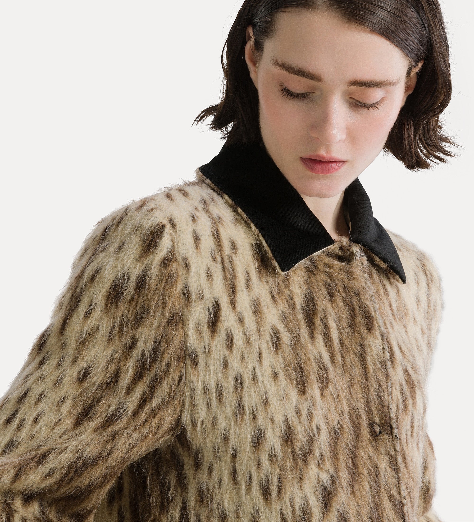 cappotto in misto lana vergine e alpaca “royal leopard” gold