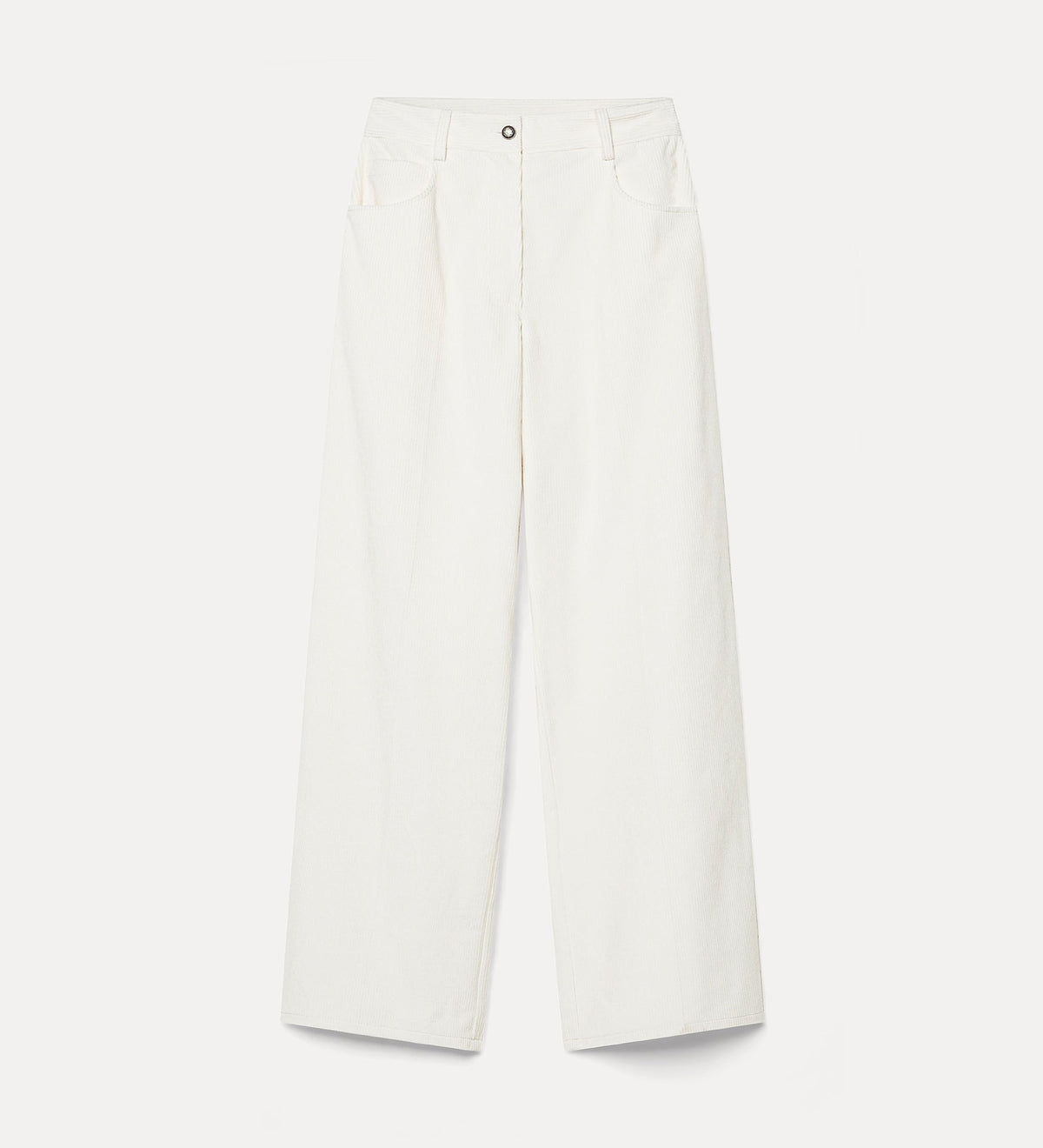pantalon cinq poches en velours côtelé ivory
