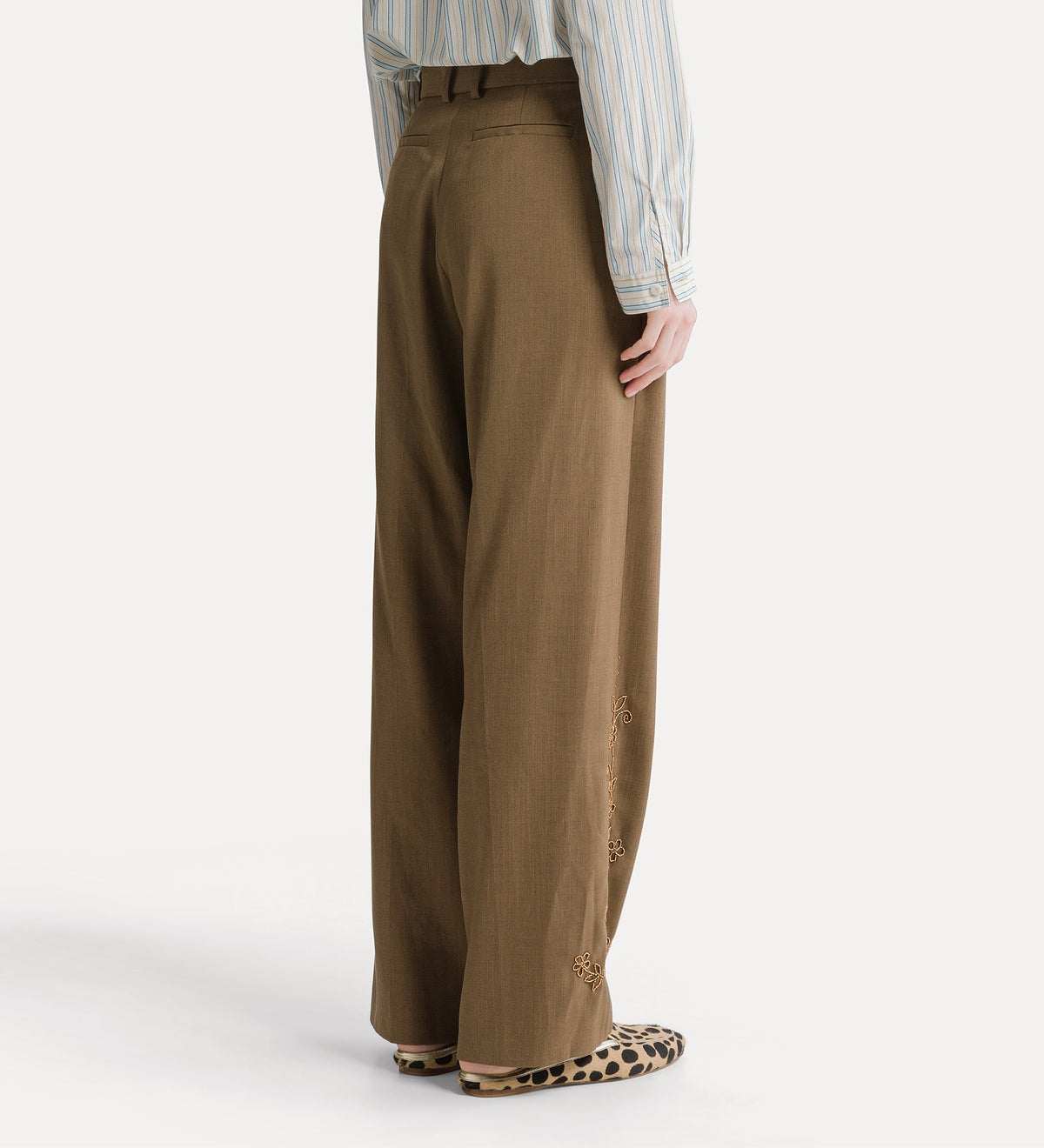 pantaloni con ricamo a mano “the queen's beads” gold