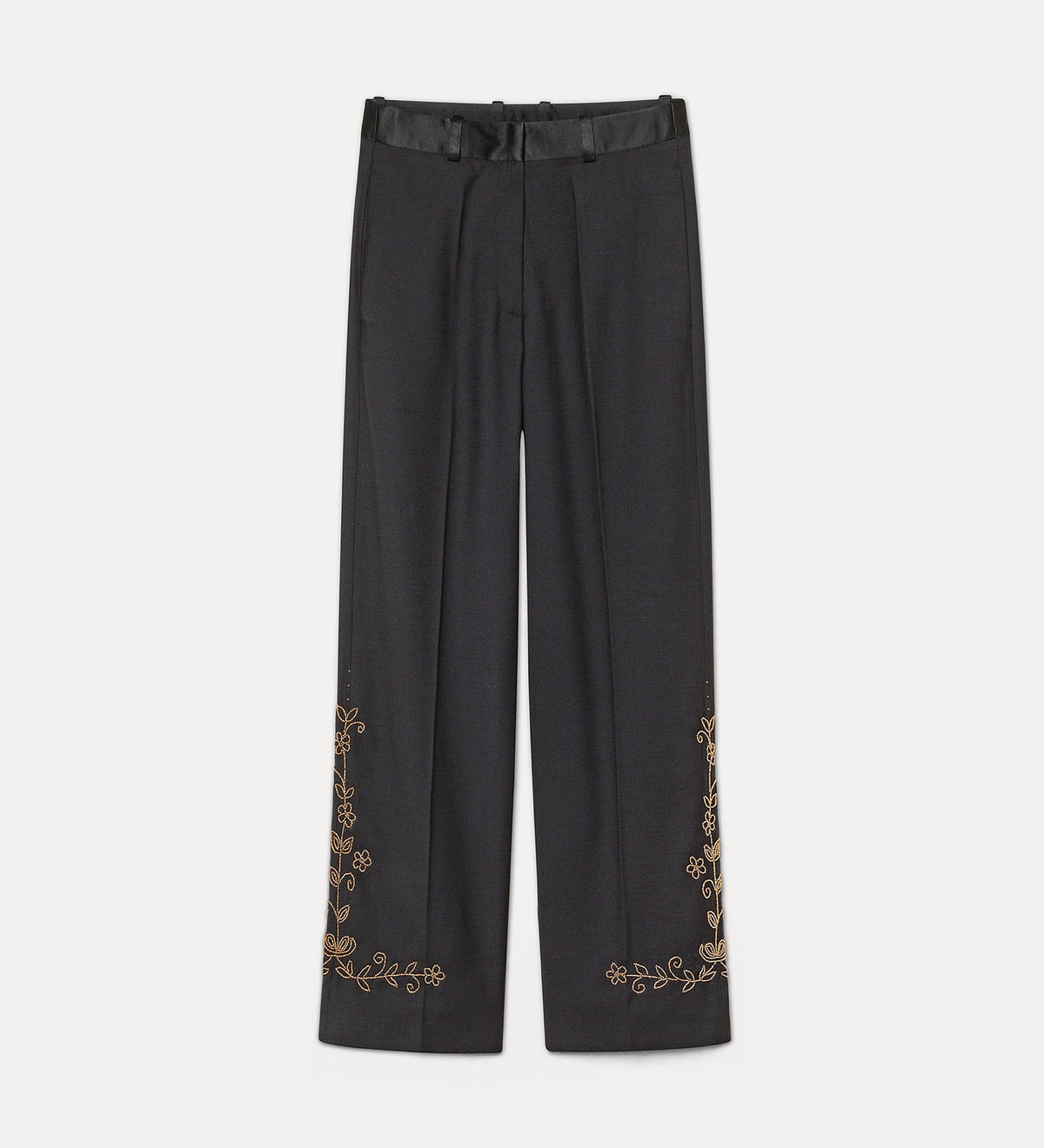 pantalon avec broderie à la main “ the queen's beads ” black