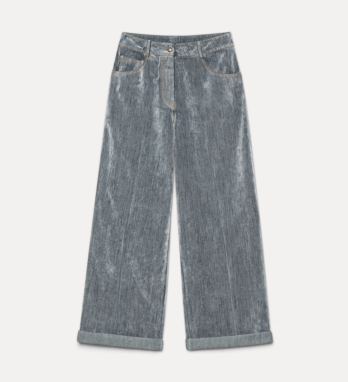 jean jambes amples en denim floqué grey