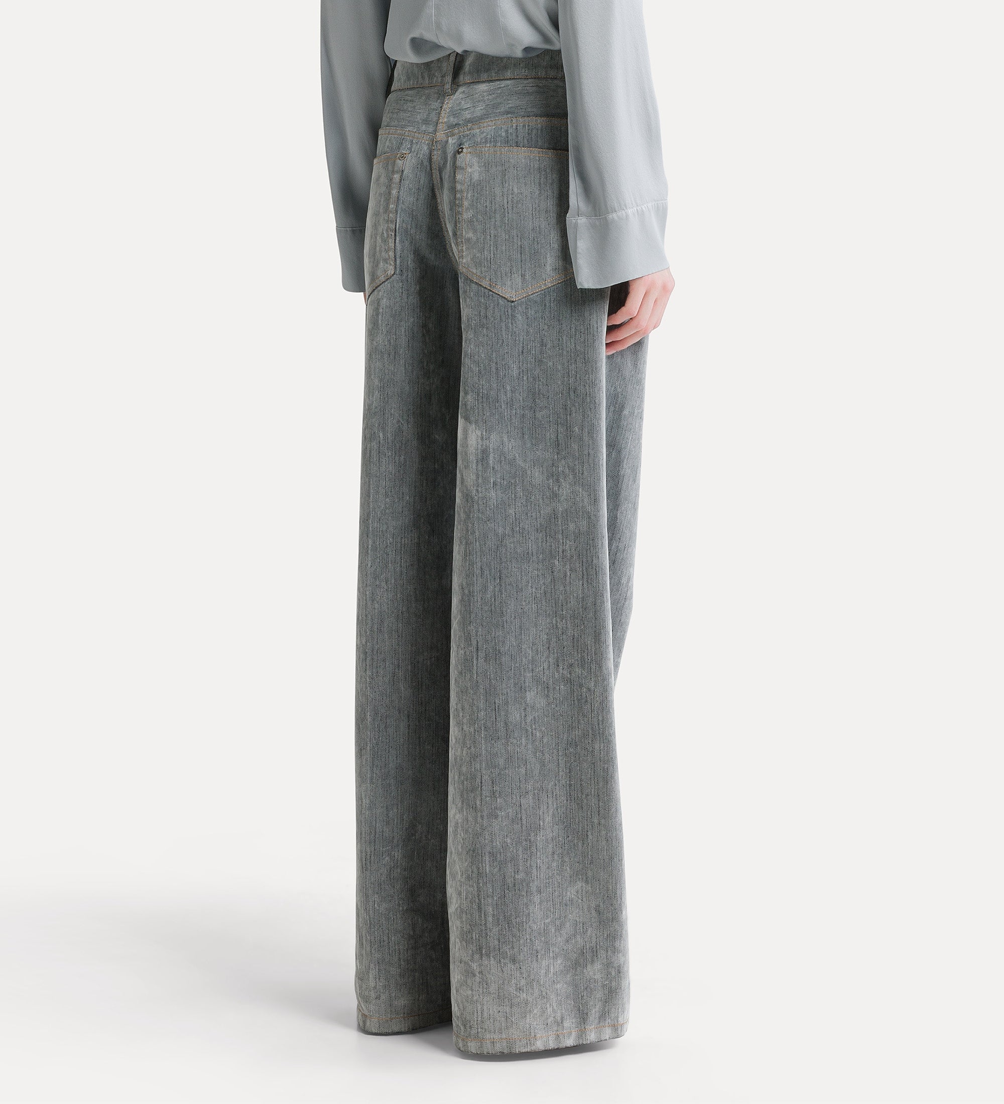jean jambes amples en denim floqué grey