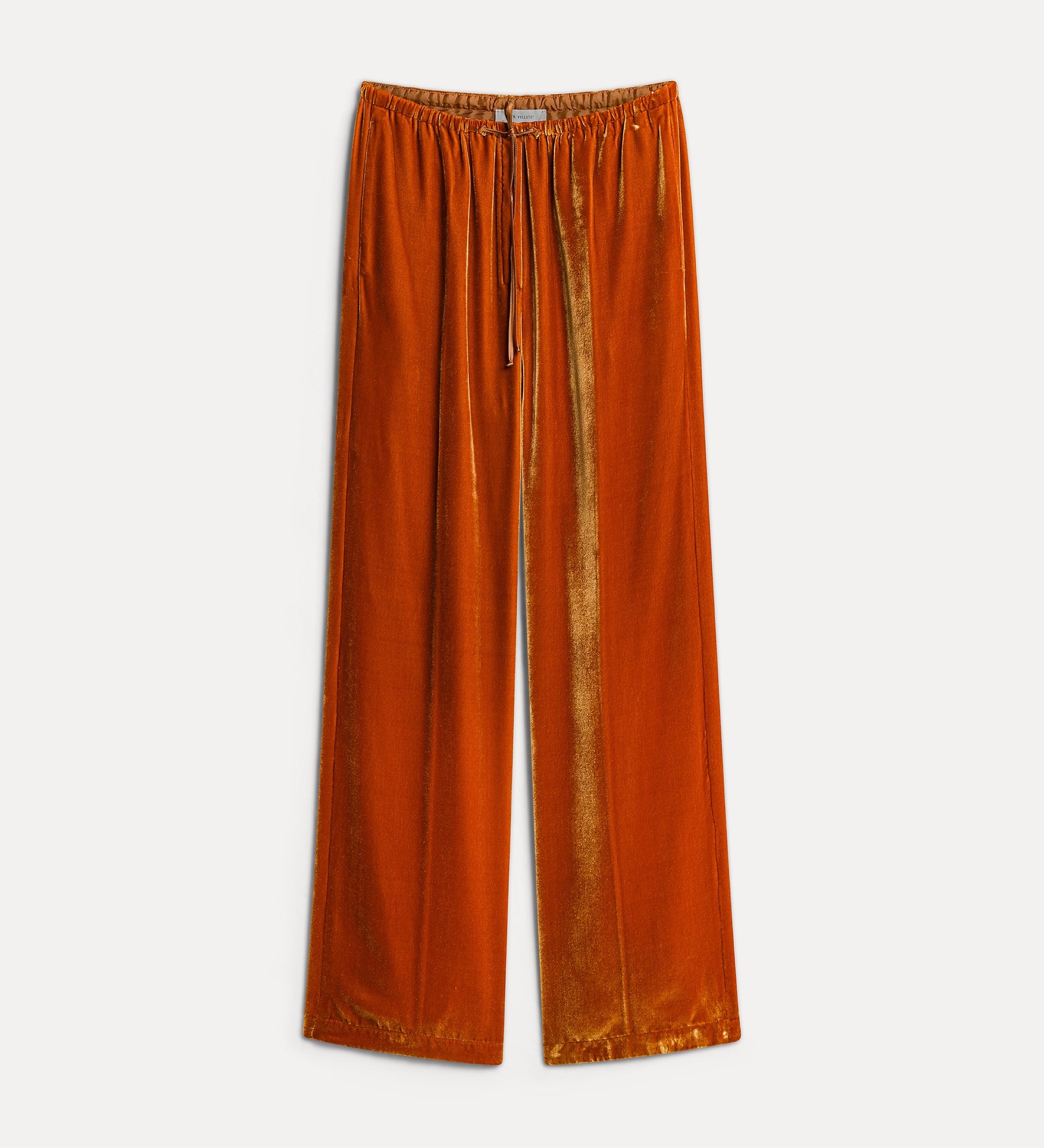 pantalon en velours de viscose et soie avec cordon de serrage mandarin