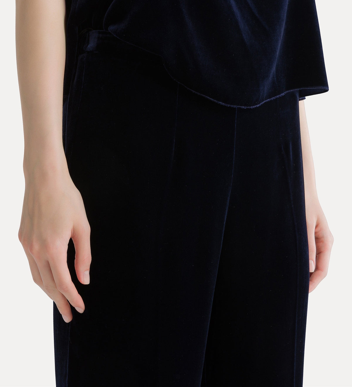 pantaloni in velluto di viscosa e seta night