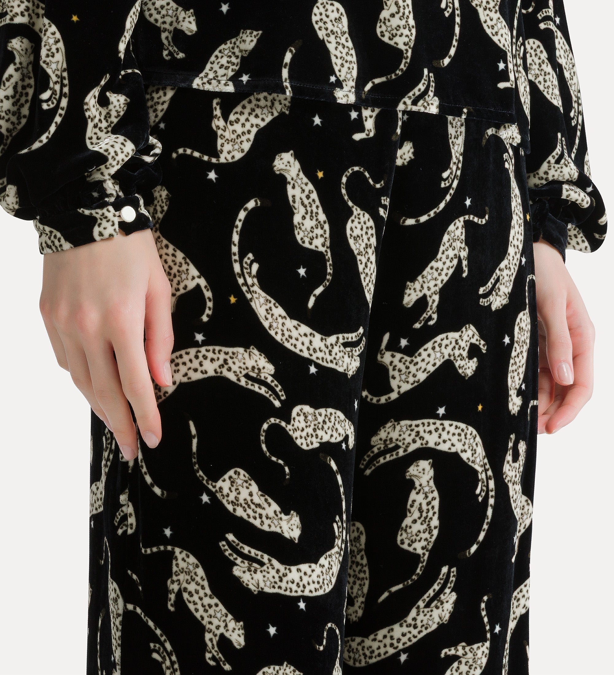 velvet trousers with “royal leopard” print night