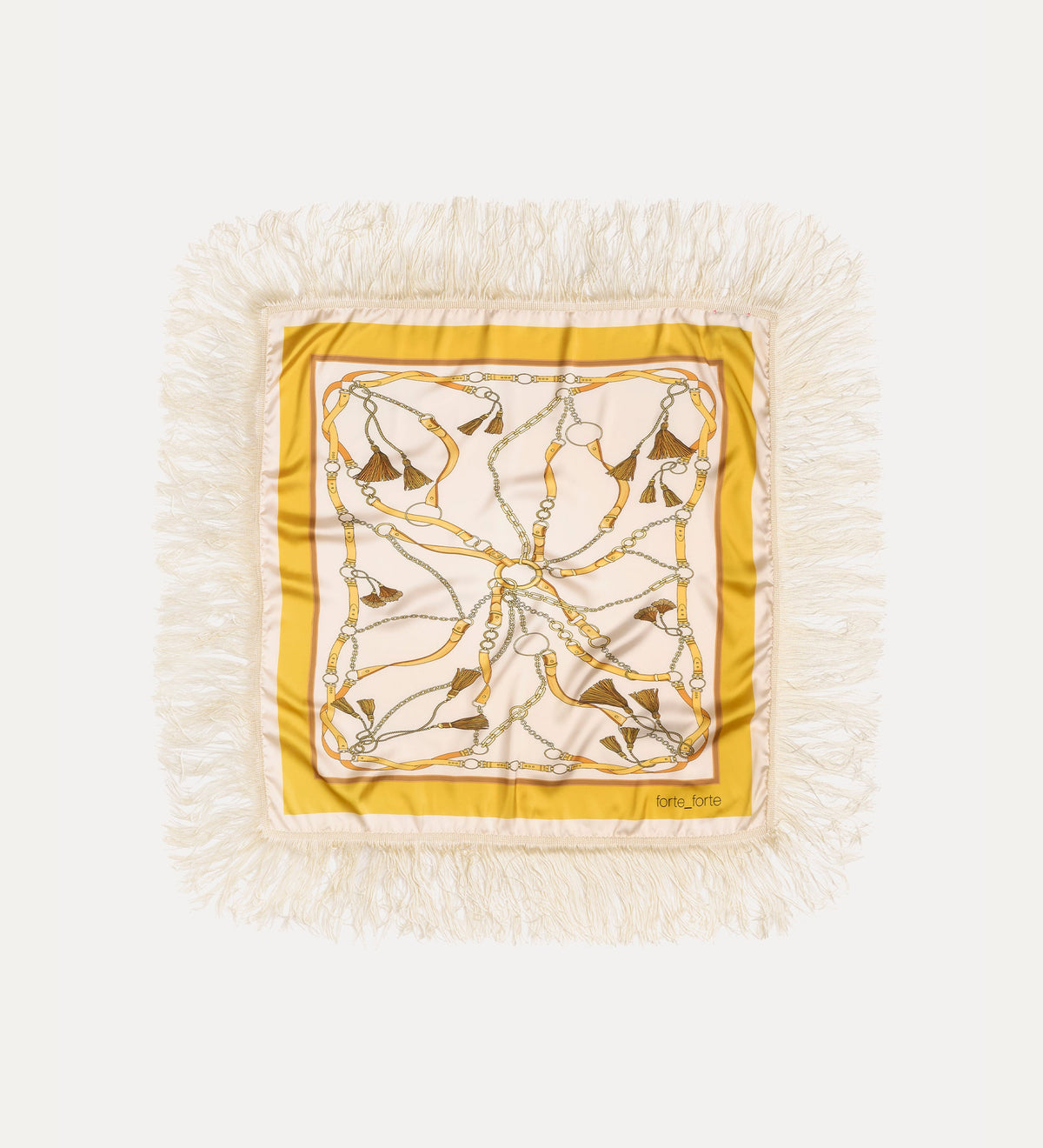 foulard à franges et imprimé placé “ the crown ” ivory