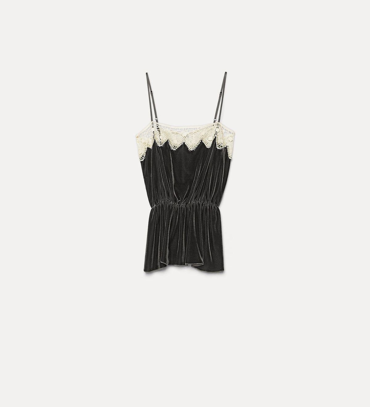 haut en velours et dentelle grey