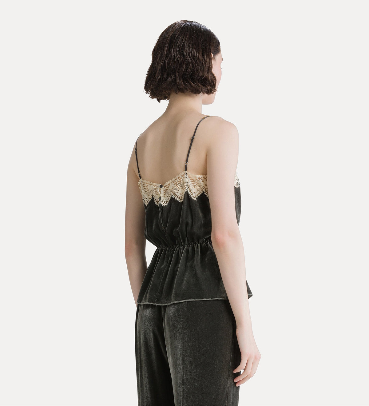 haut en velours et dentelle grey