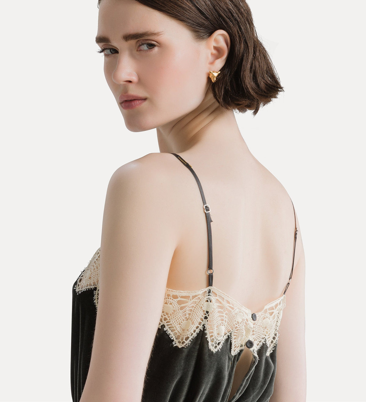 haut en velours et dentelle grey
