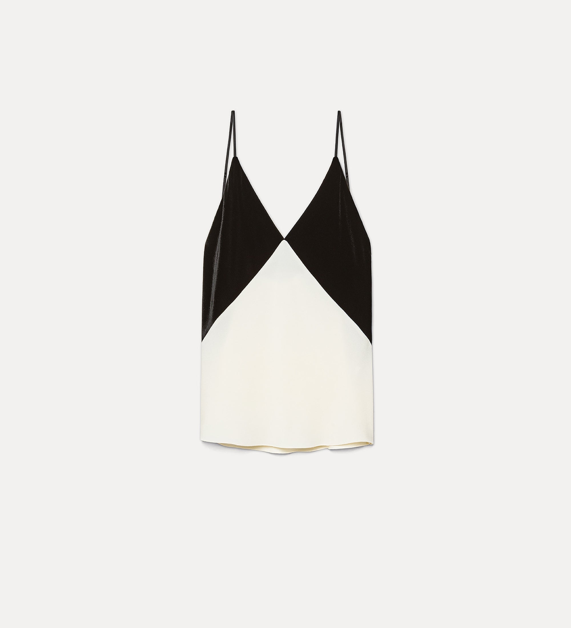 colourblock envers satin and velvet slip top diamond