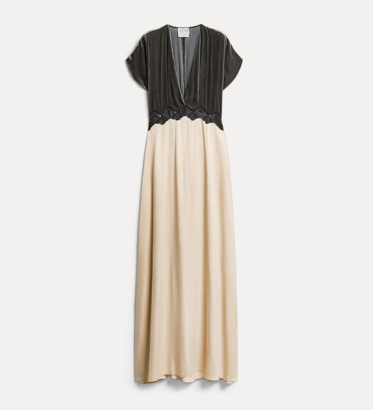robe en velours et cupro avec dentelle grey