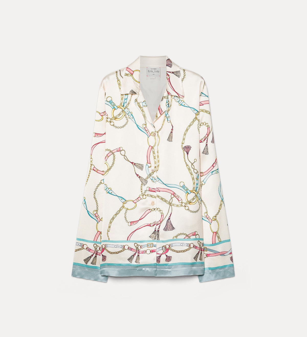 chemise pyjama à imprimé placé “ the crown ” ivory