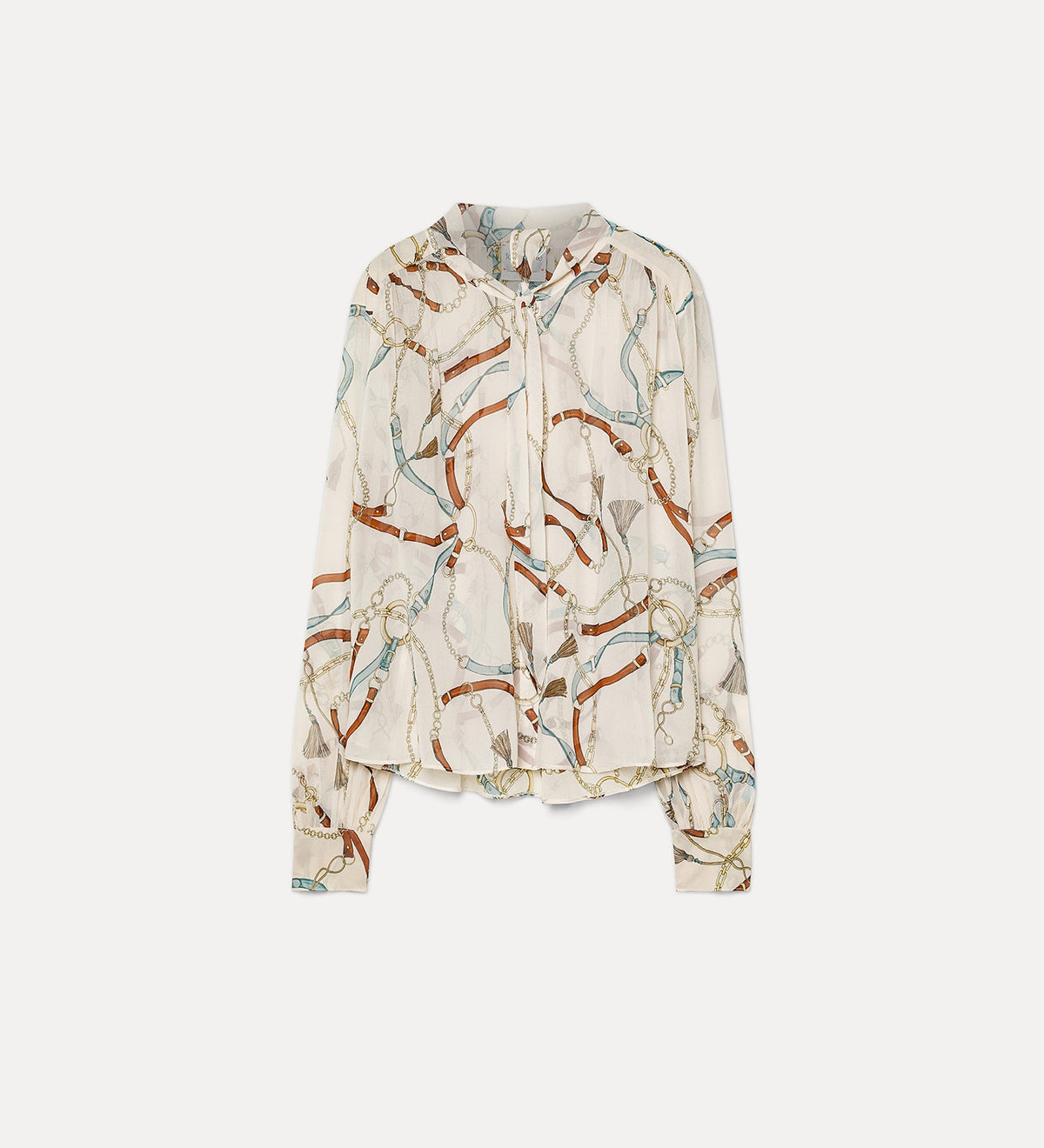 cropped shirt with “the crown” placed print ivory