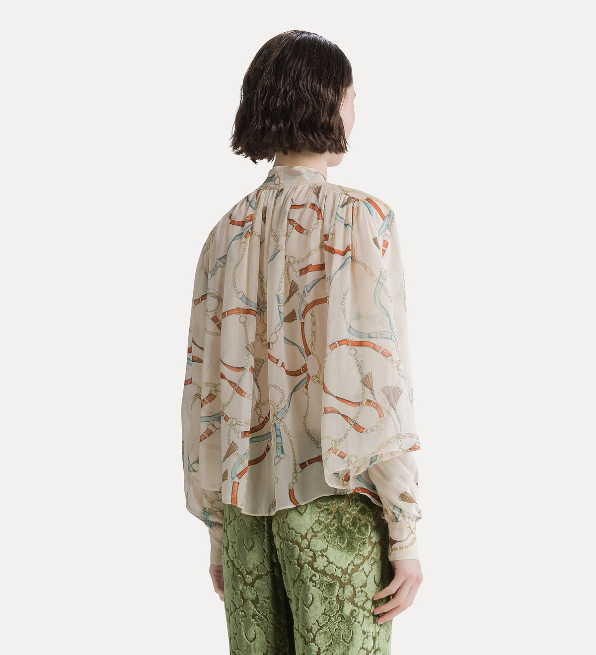 cropped shirt with “the crown” placed print ivory