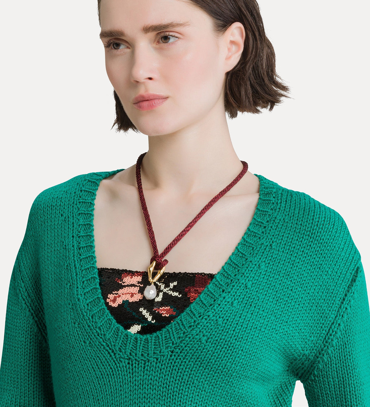 cable-knit wool bodysuit royal