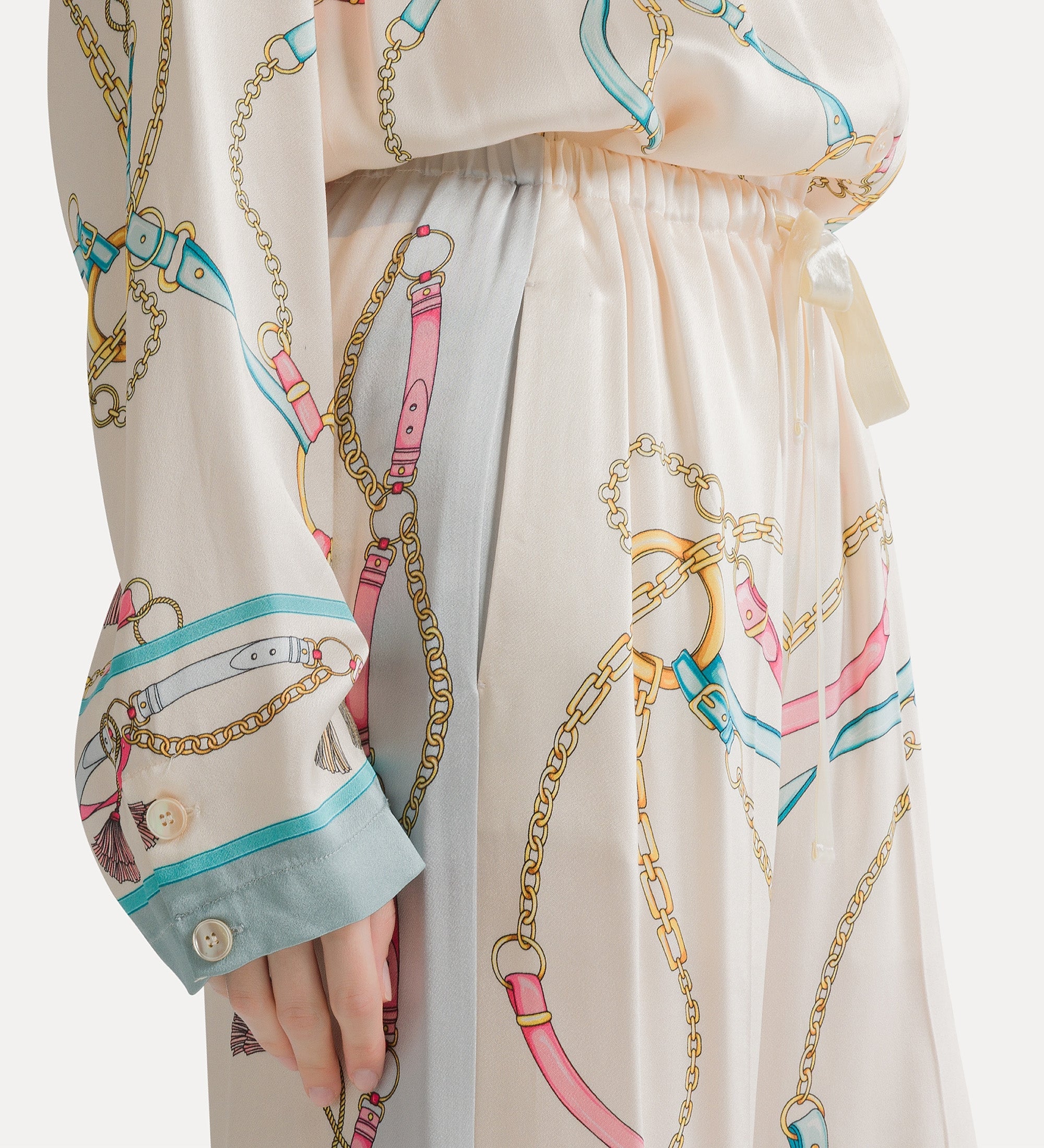 pantalon pyjama à imprimé placé “ the crown ” ivory