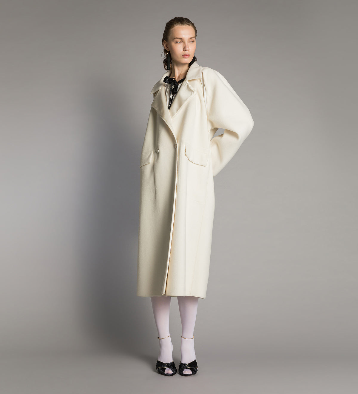 cappotto lungo doppiopetto stile cappa diamond