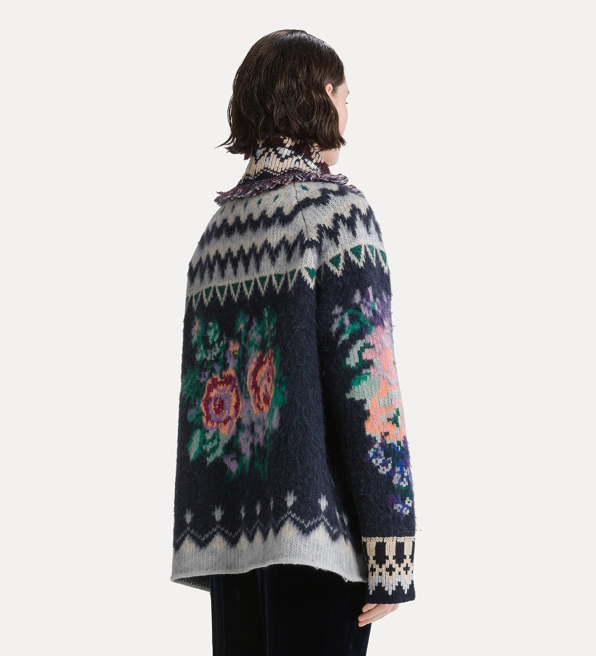 cardigan oversize en jacquard “ the highlands garden ” night