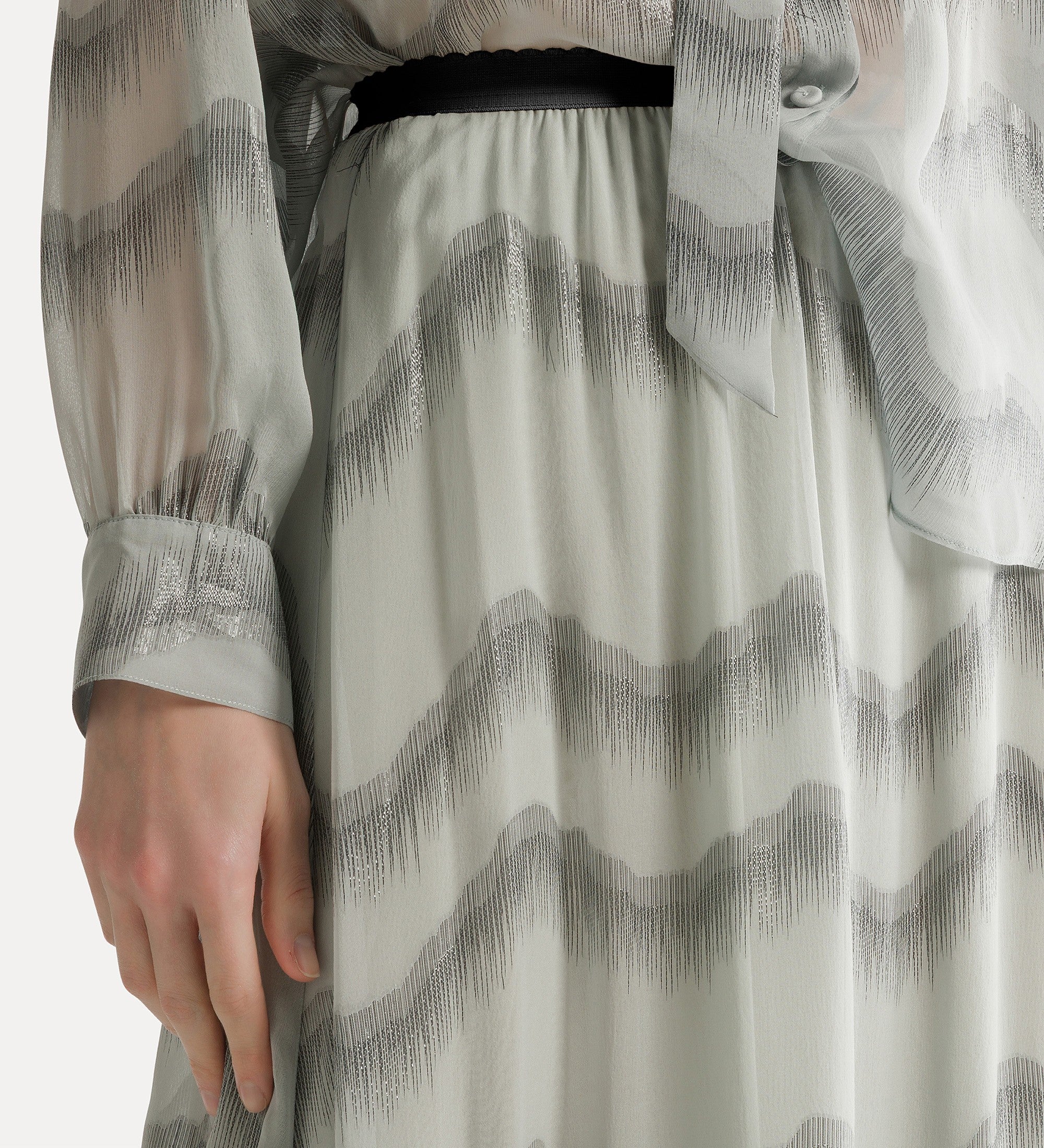 “nuages d'argent” silk chiffon skirt quarzo