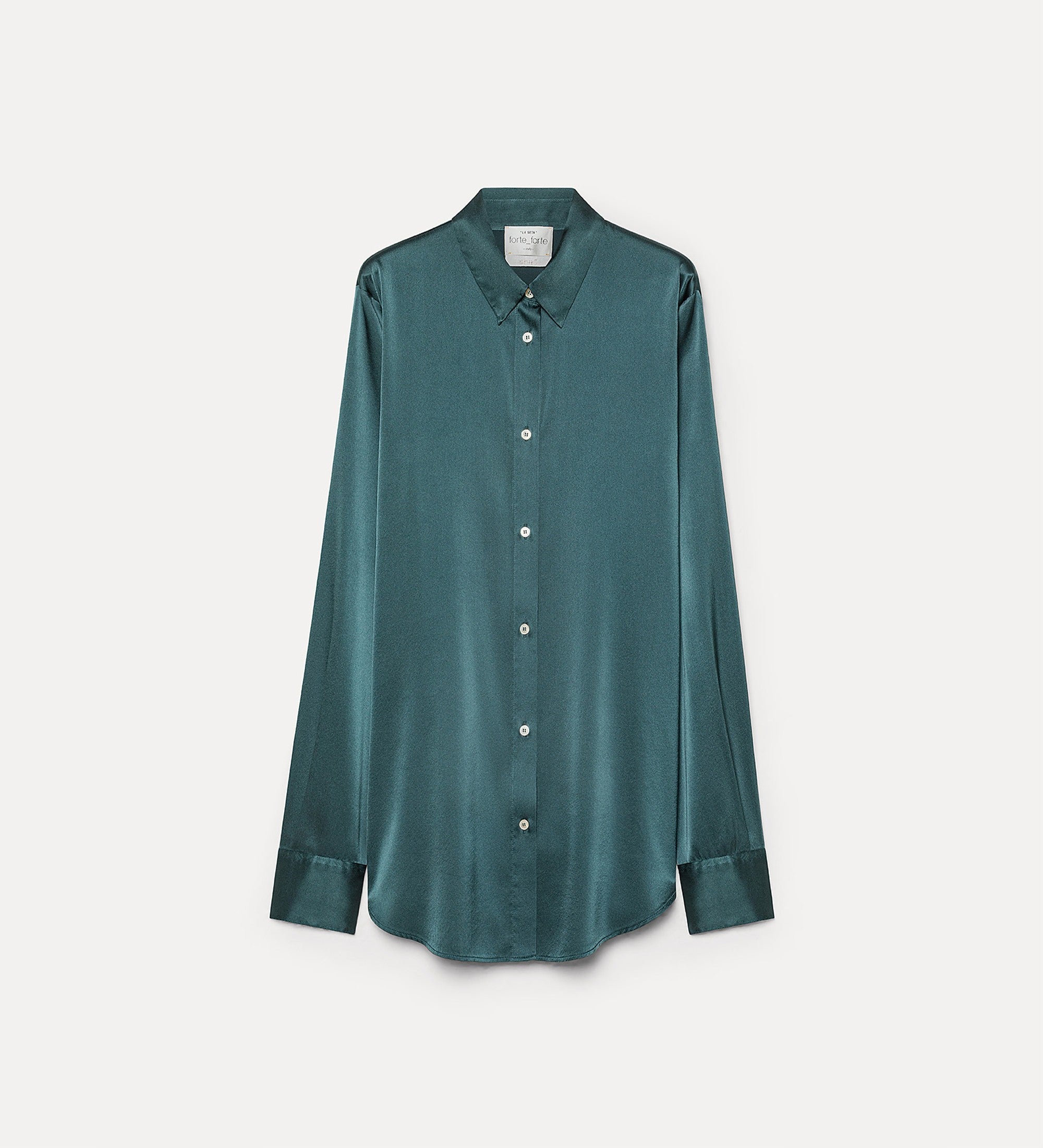 heavy silk satin shirt jade