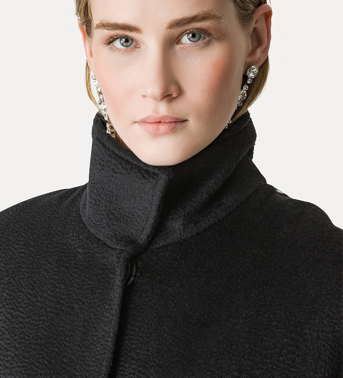 cappotto in lana mohair effetto astrakan noir