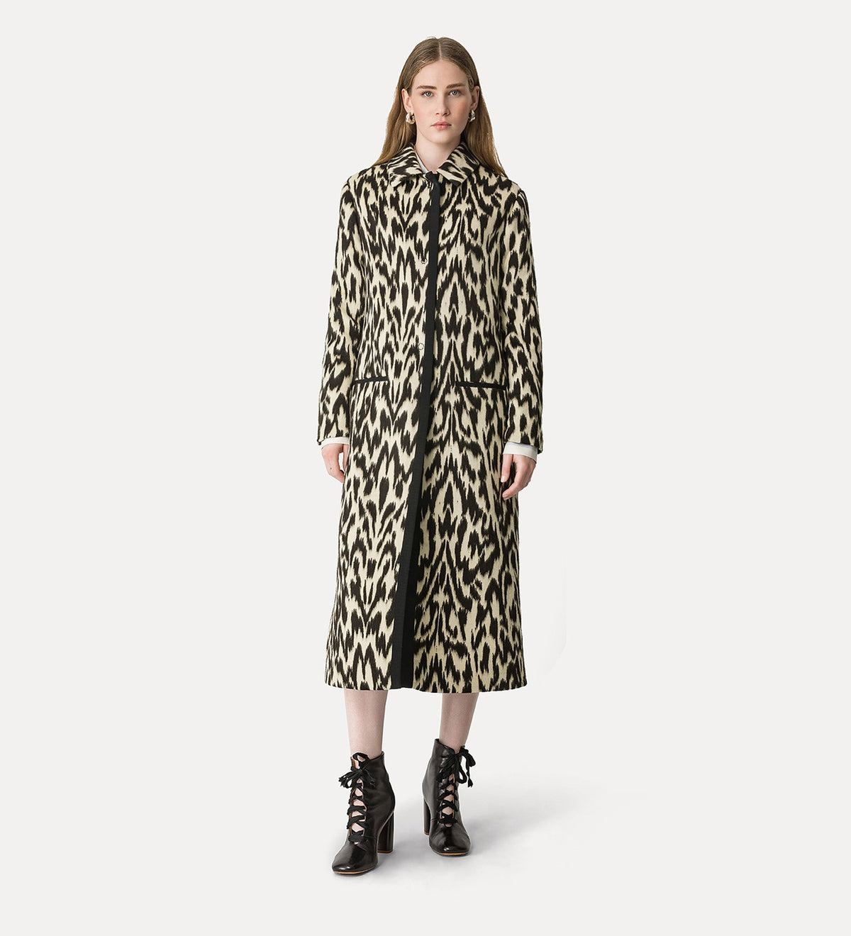 cappotto elegante in jacquard “moiré” honey